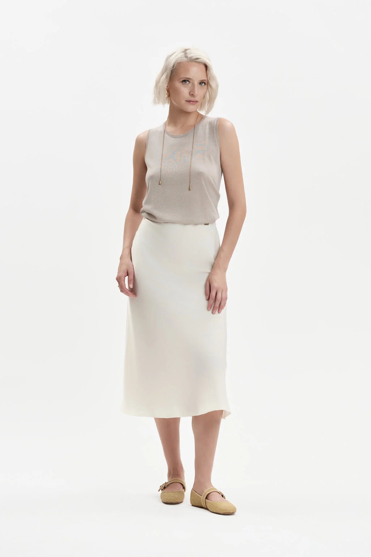 White Wise CANOTTA IN MAGLIA VISCOSA SETA - WW31002