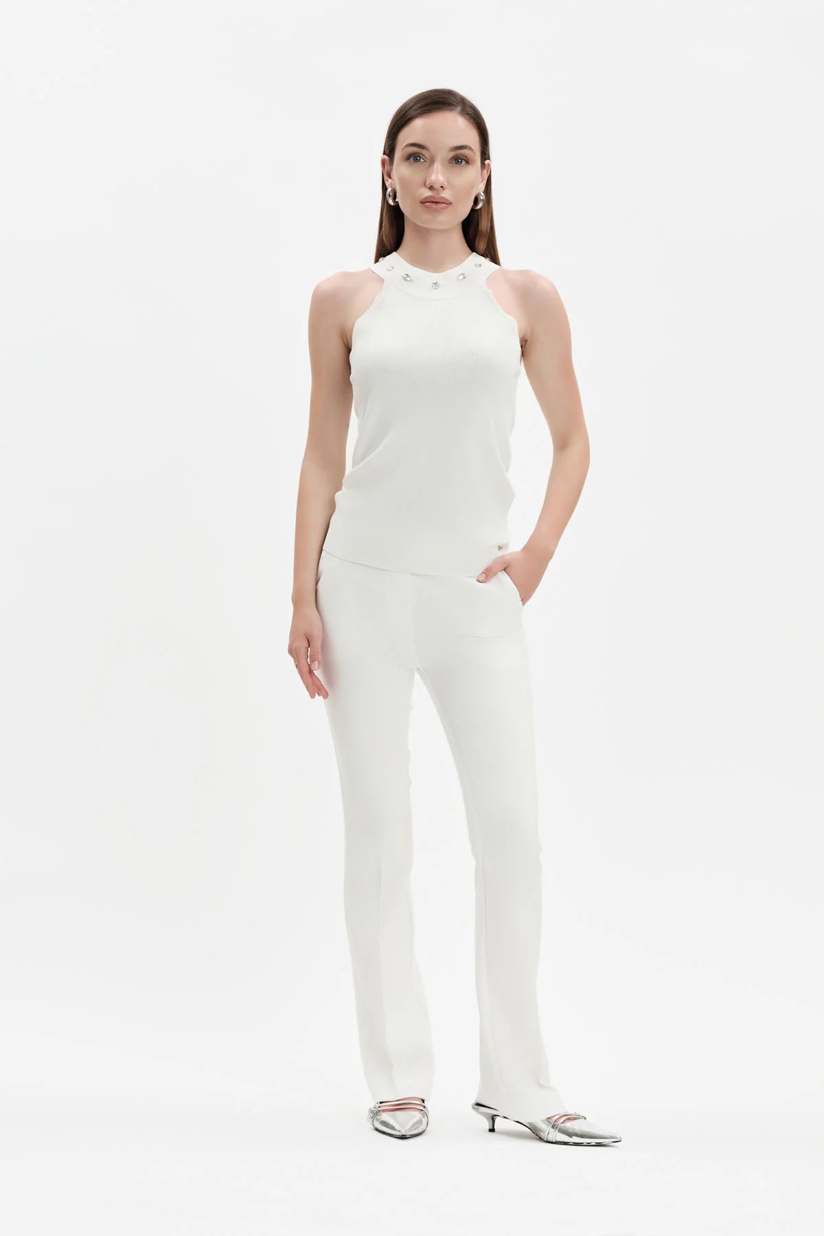 White Wise MAGLIA SCOLLO AMERICA CON CASTONI - WW31029_A