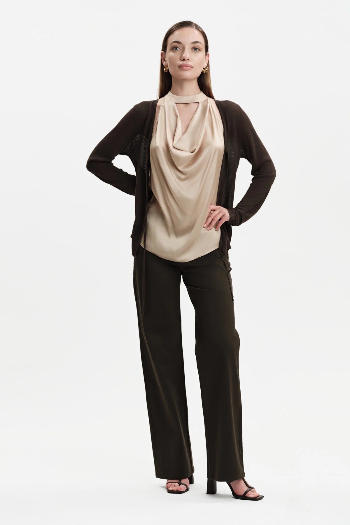 White Wise TOP IN RASO CON SCOLLO A GOCCIA - WW31815