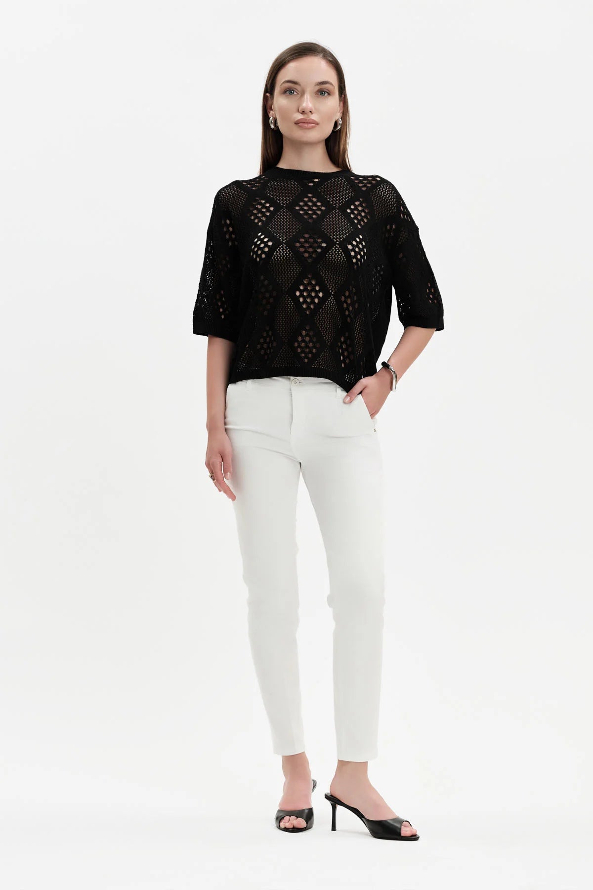 White Wise PANTALONI PUSH-UP RASATELLO - WW31408