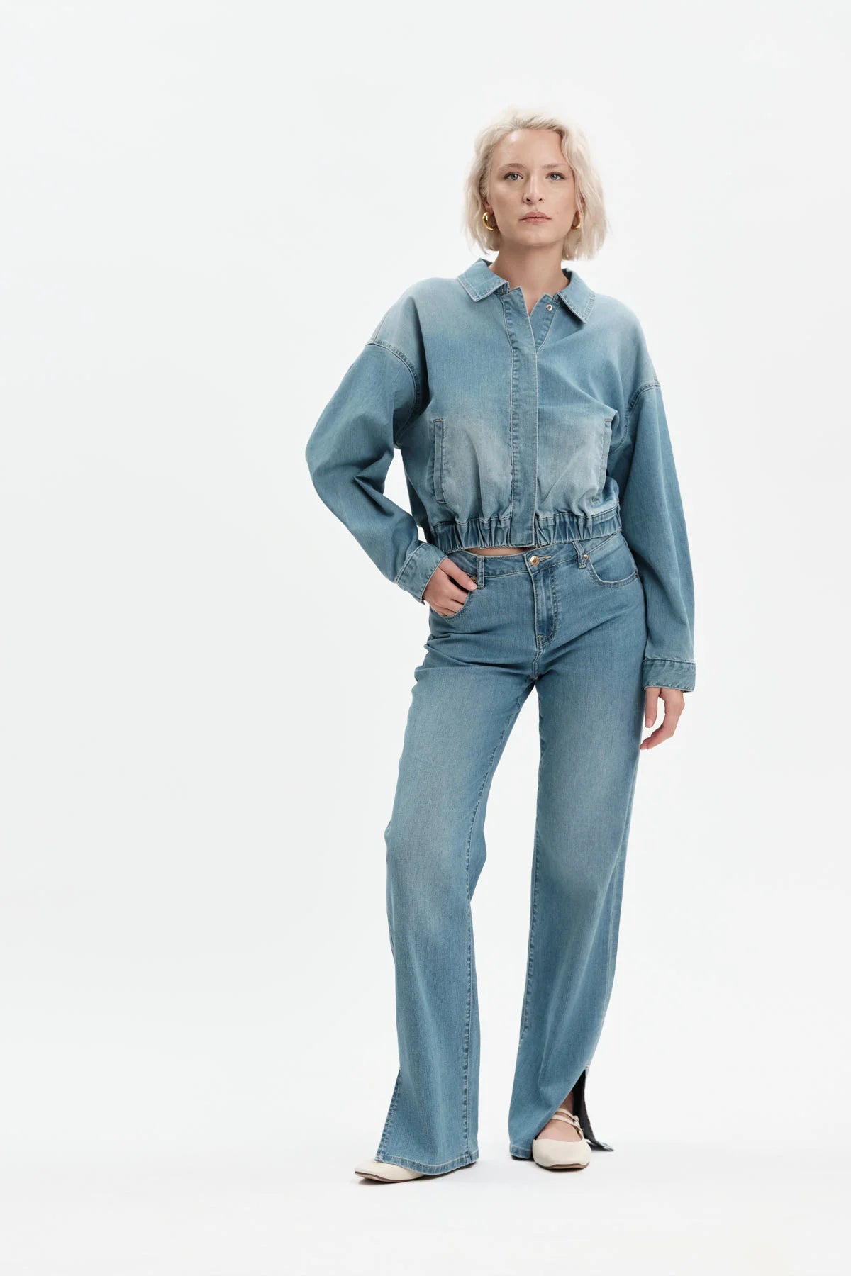 White Wise DYLAN - BOMBER IN DENIM - WW31224