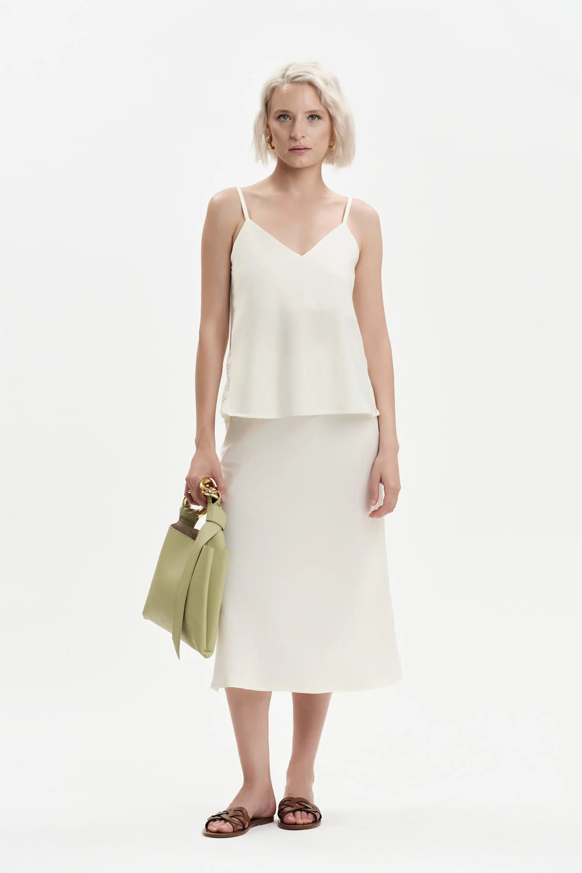 White Wise TOP IN RASO CON PIZZO - WW31618
