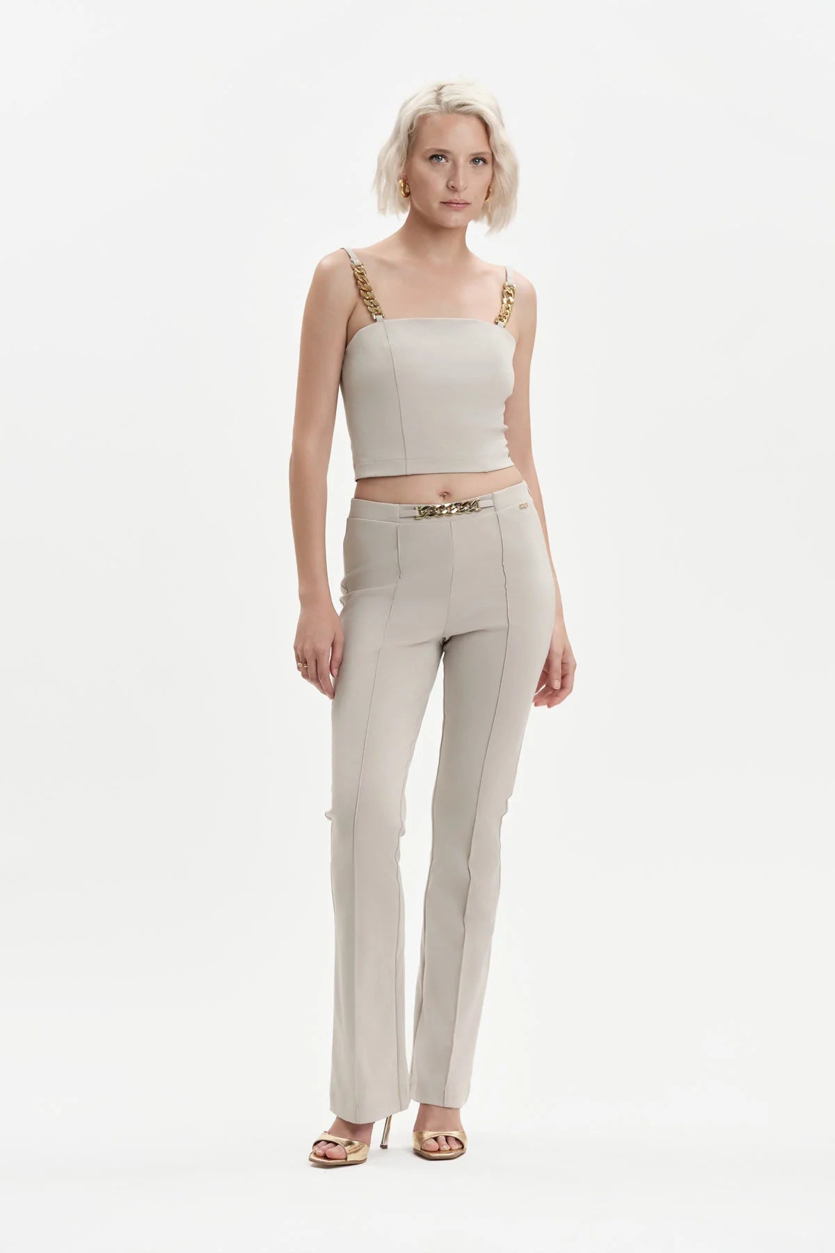 White Wise TOP IN PUNTO MILANO DI COTONE CON CATENA - WW31653
