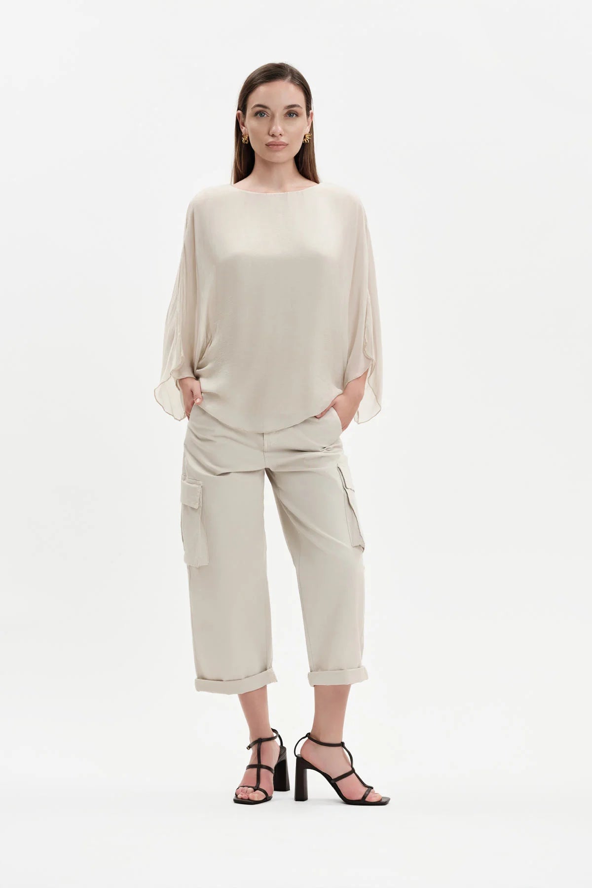 White Wise PANTALONI CARGO IN GABARDINA - WW31414