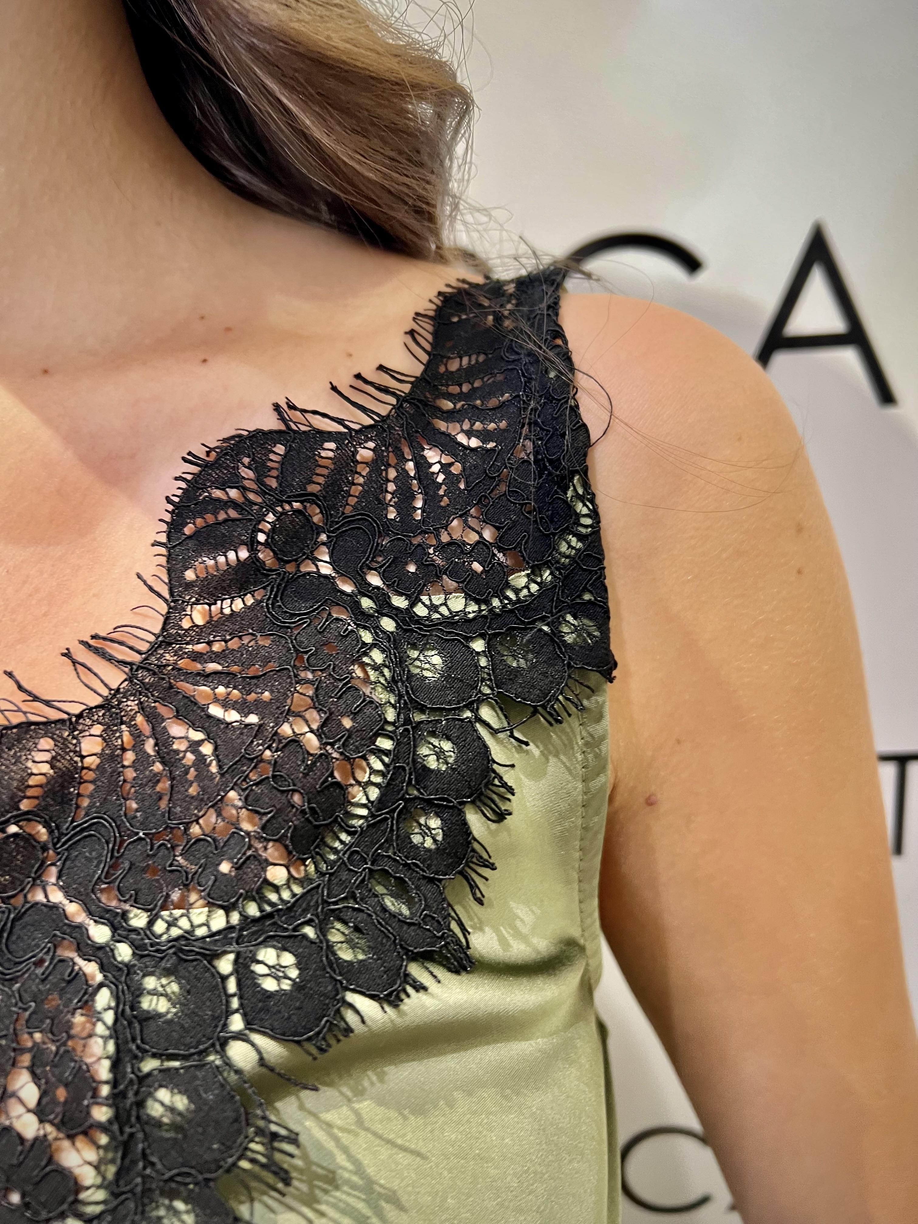 top pizzo con spallino tensione in 37634VERDE TENSIONE IN