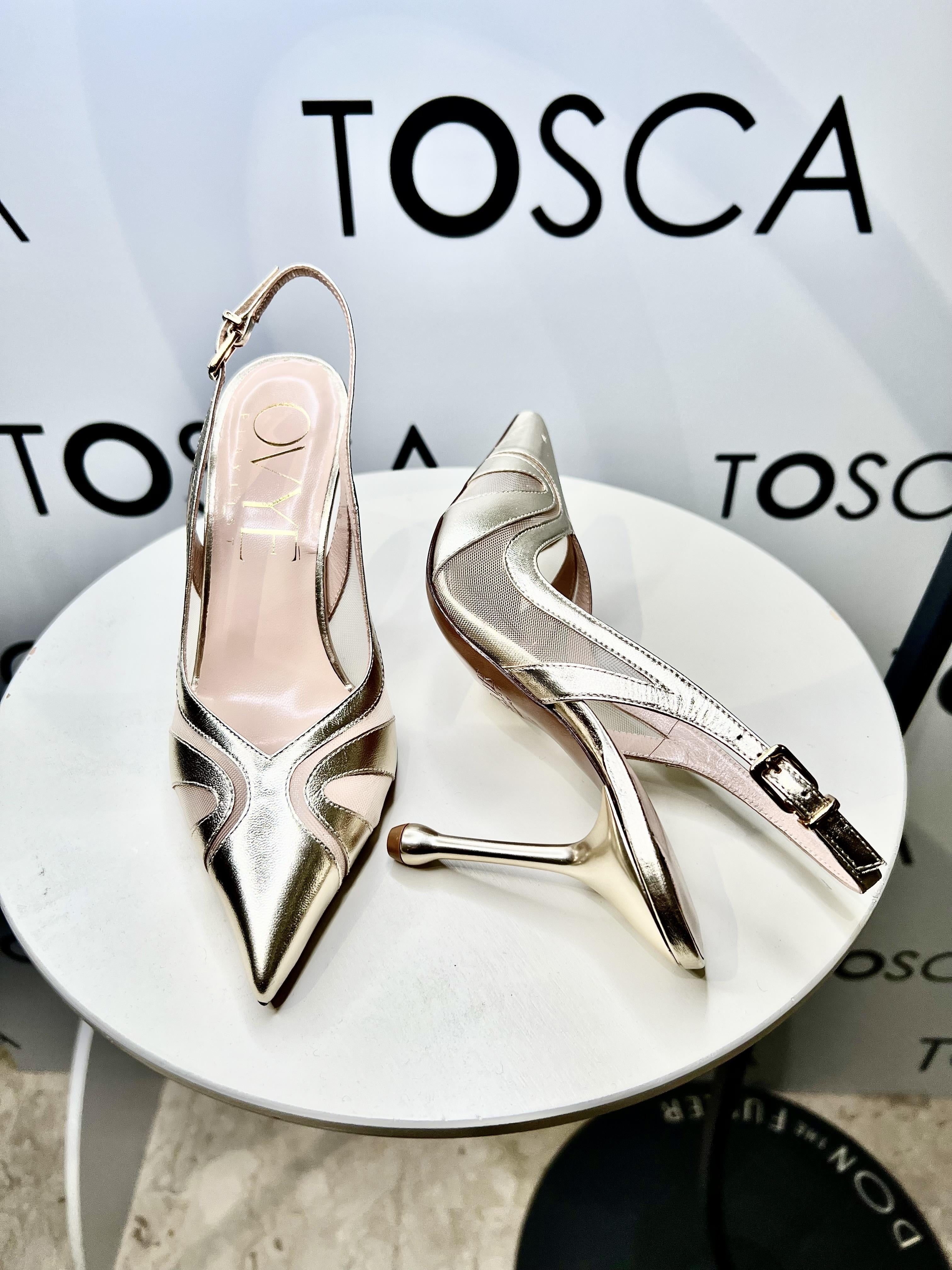 slingback in laminato e rete EG2009ORO OVYÈ