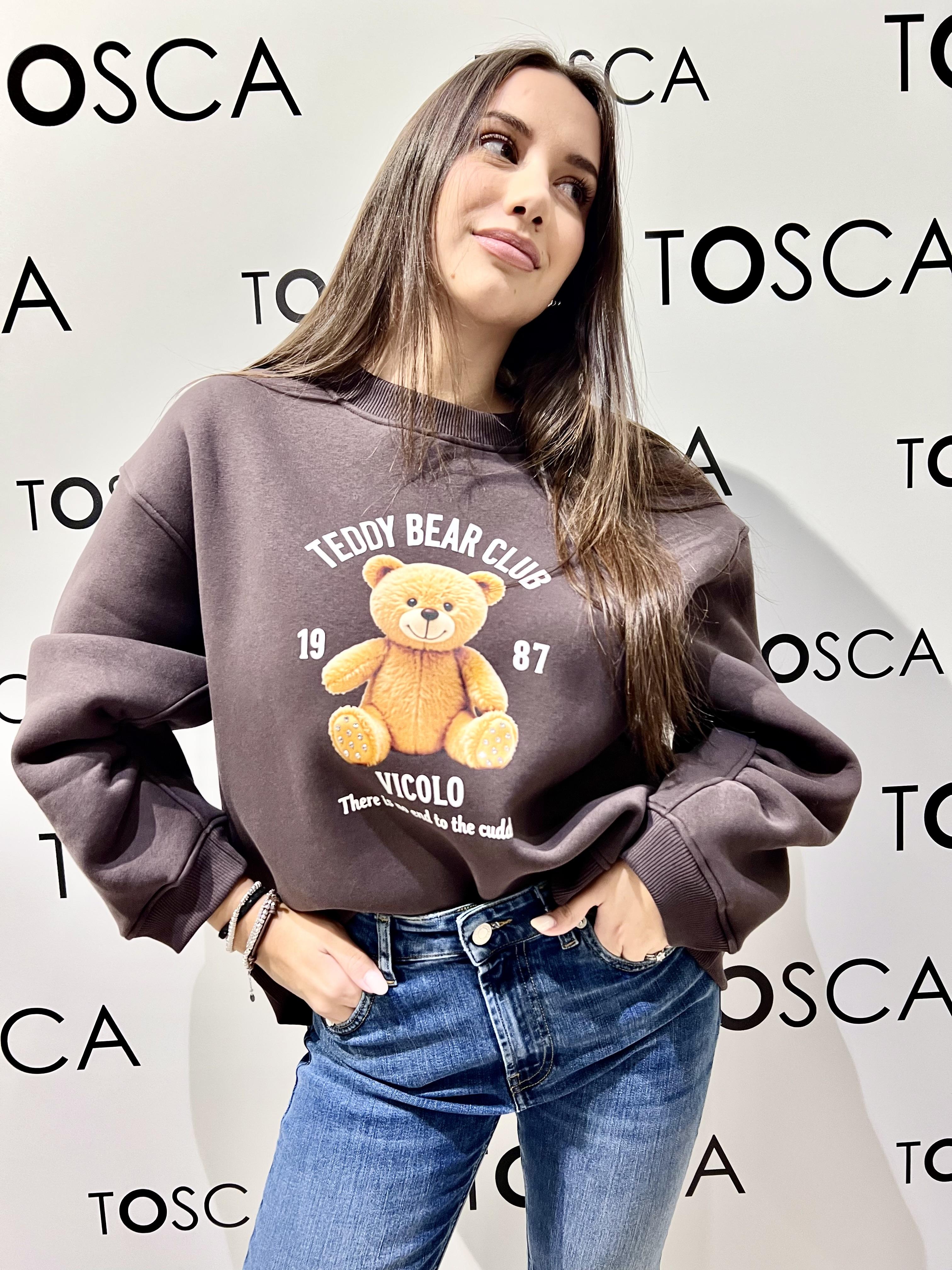 felpa con stampa cani vicolo RF0581MARRONE VICOLO