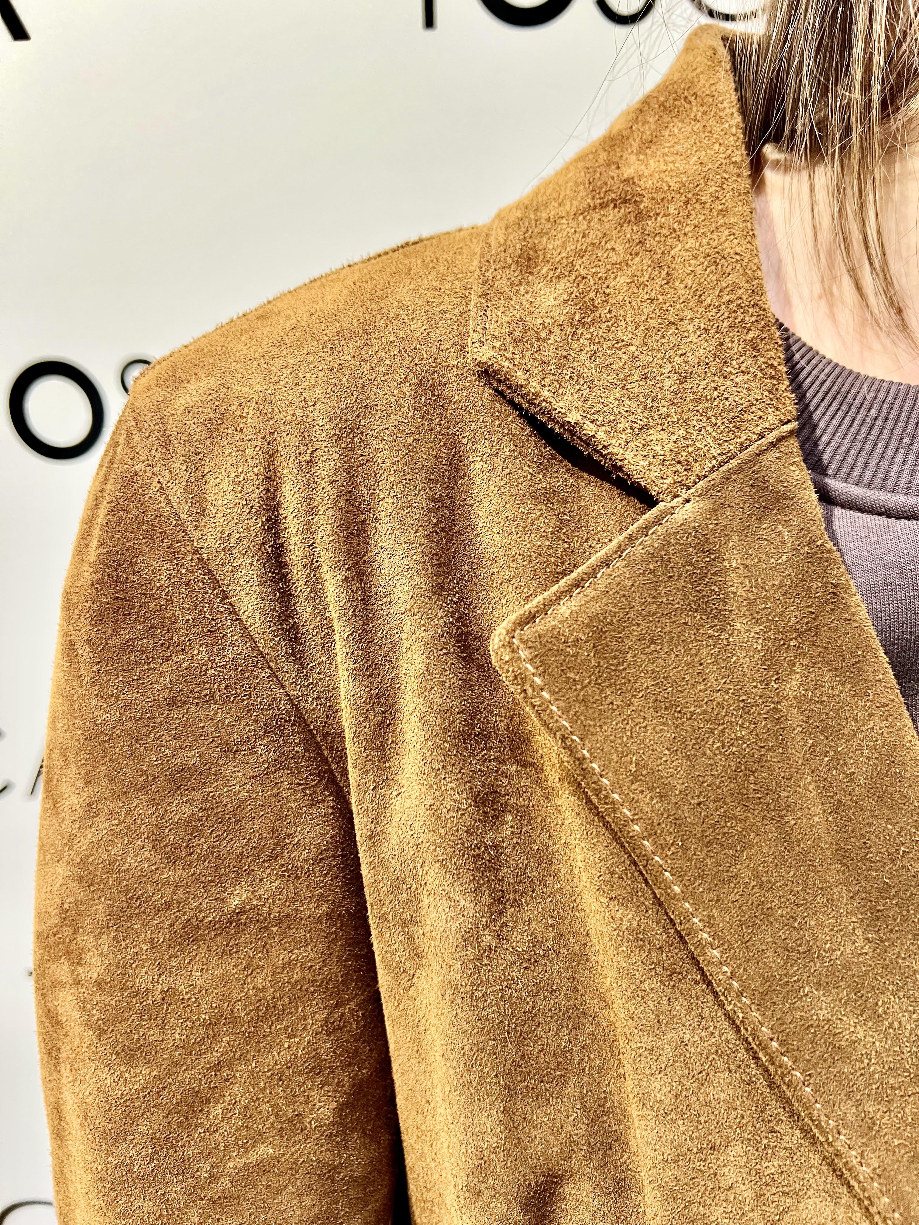 giacca over in camoscio TF0268MARRONE VICOLO