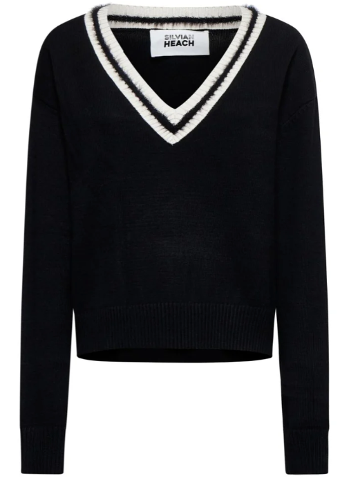 maglia con scollo a v e profili in contrasto silvian heach GPA25287MANERO SILVIAN HEACH