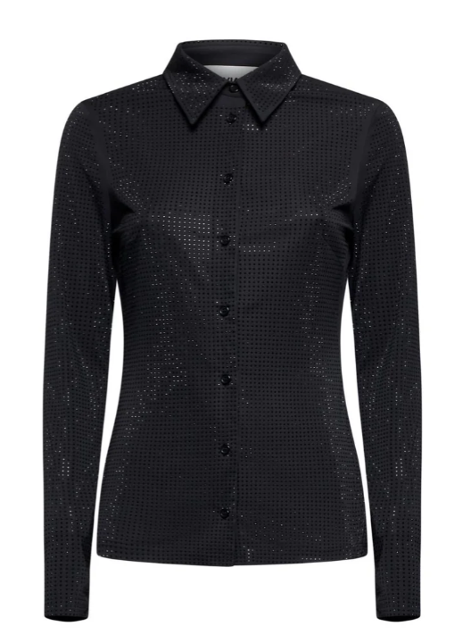 camicia nera con lavorazione brillante silvian heach GPA25018CANERO SILVIAN HEACH