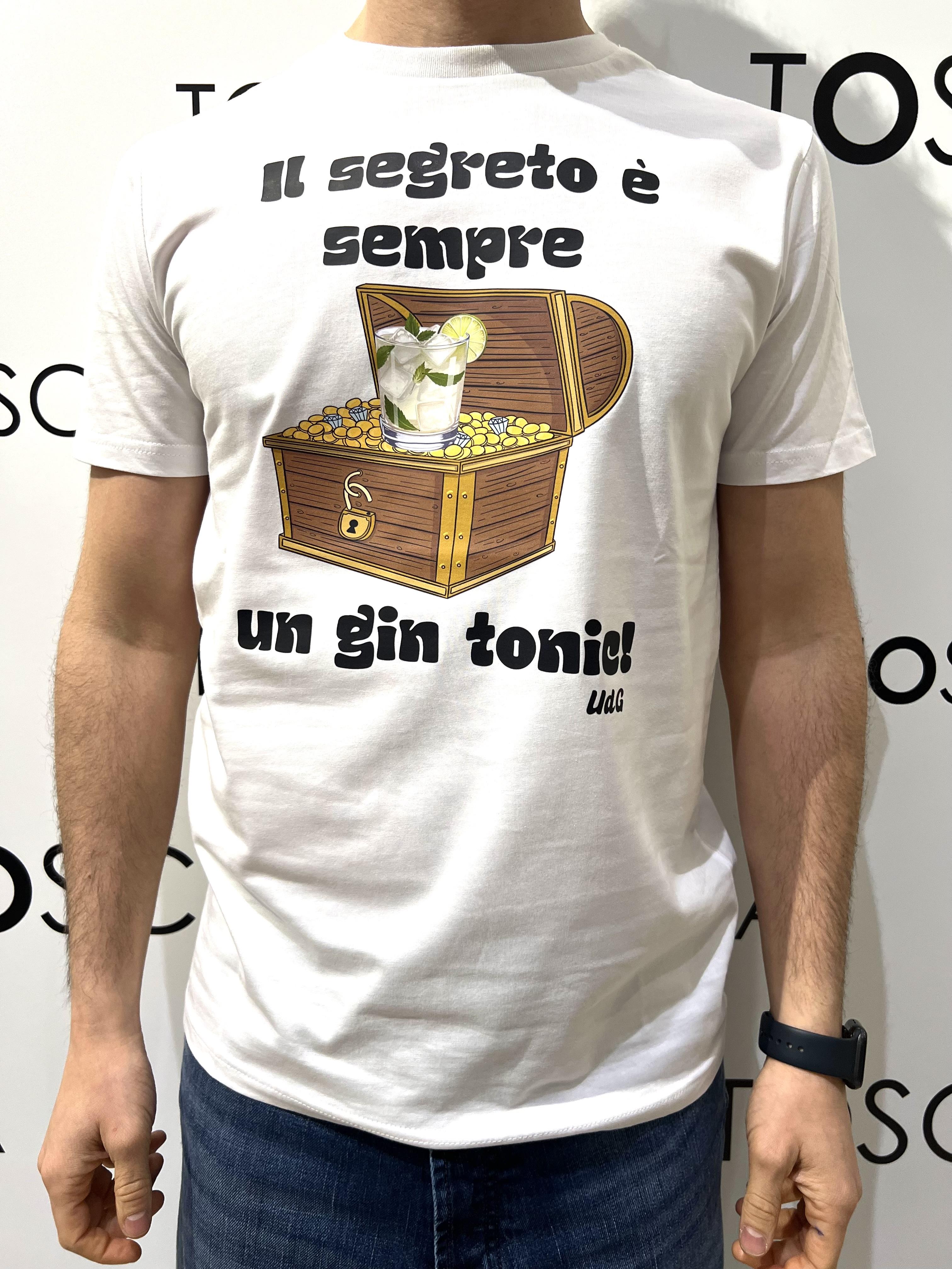 gin t-shirt il segreto è sempre un gin tonic GIN T-SHIRTIL SEGETOÈ SEMPRE UN GTBIANCO HICONIKA