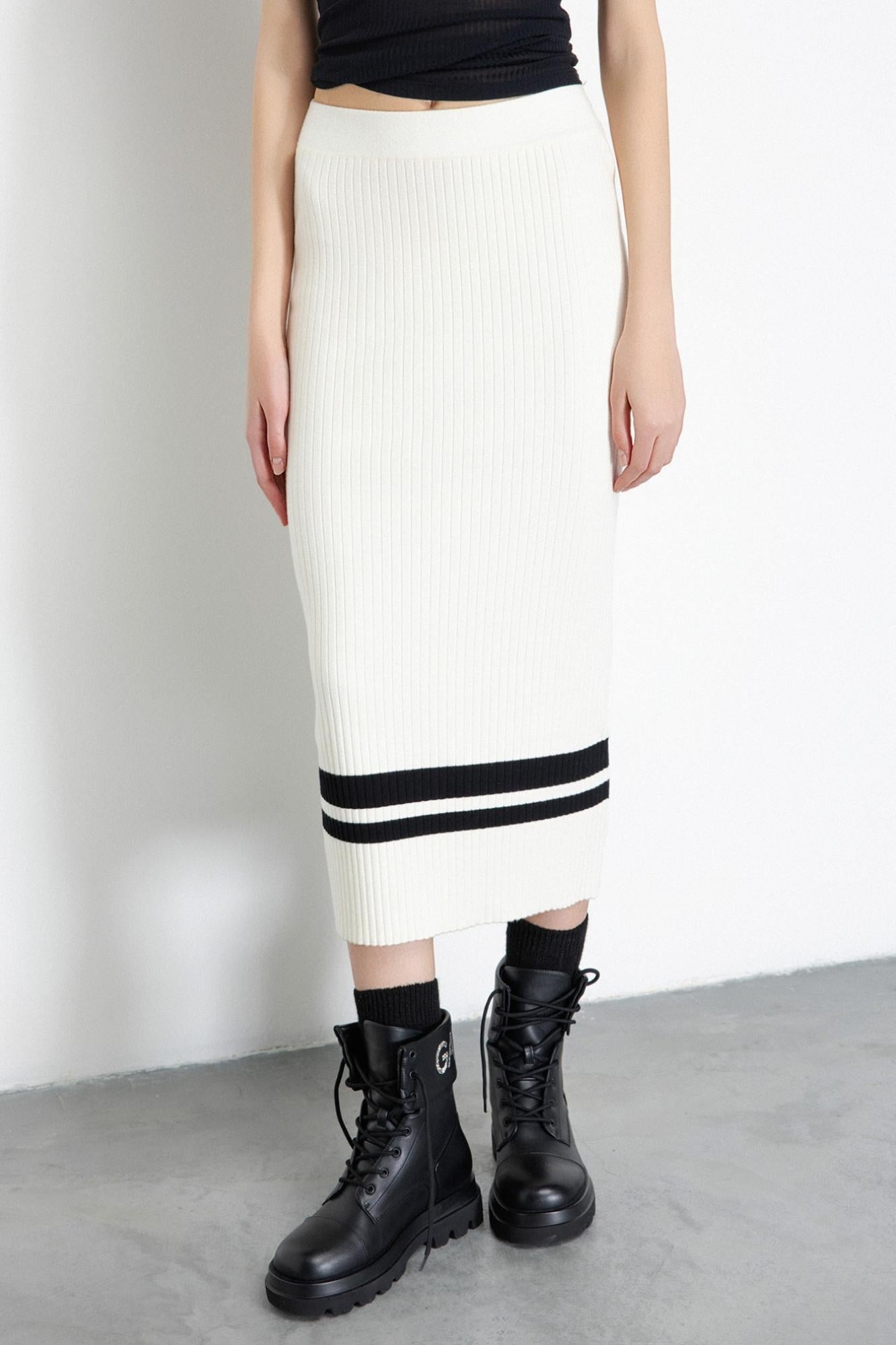 gonna midi in maglieria off white gaëlle paris GAABW07166TMTP0022OFF-WHITE GAELLE