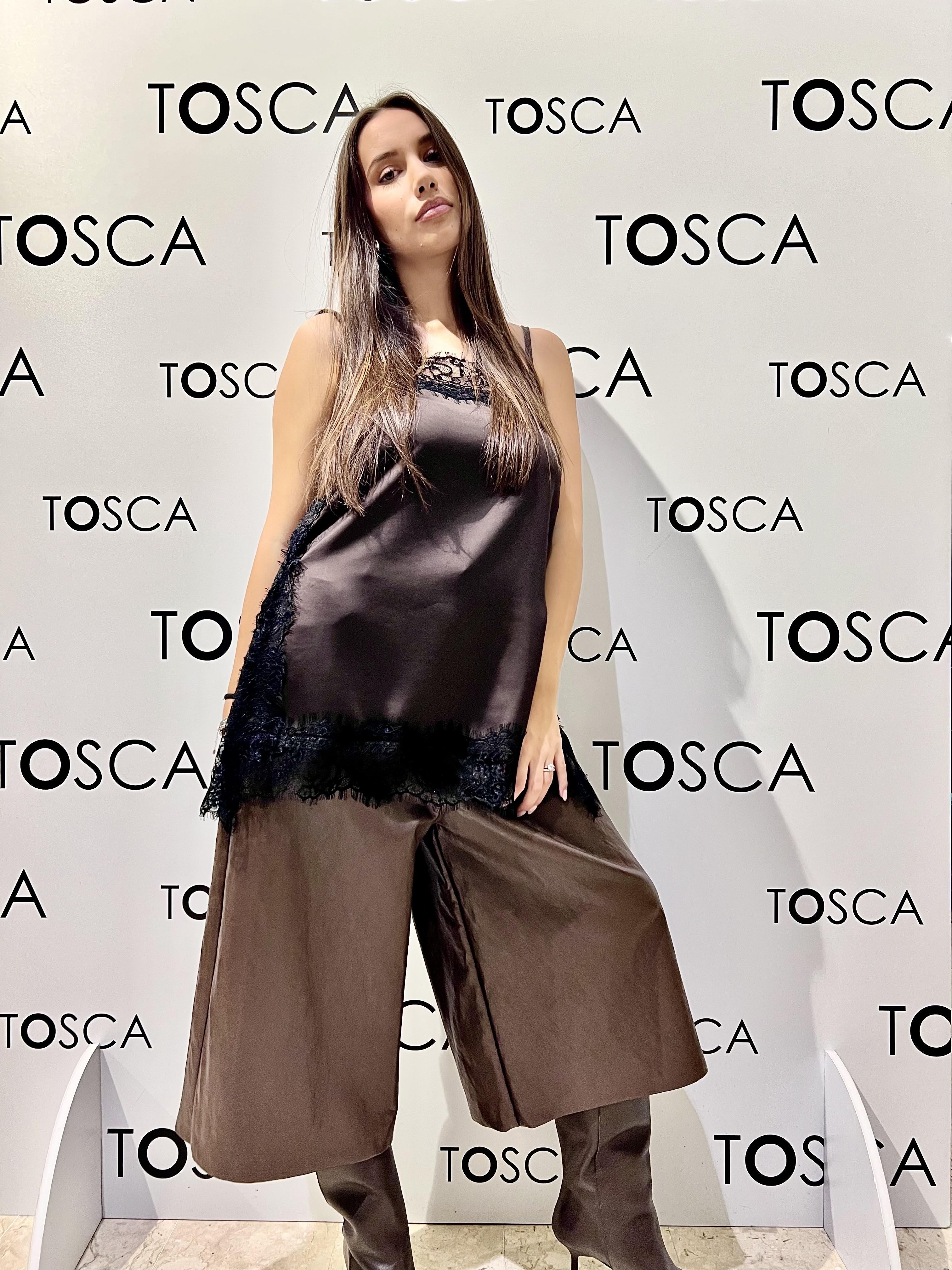 top con pizzo souvenir M38F0987-IV849MARRONE SOUVENIR