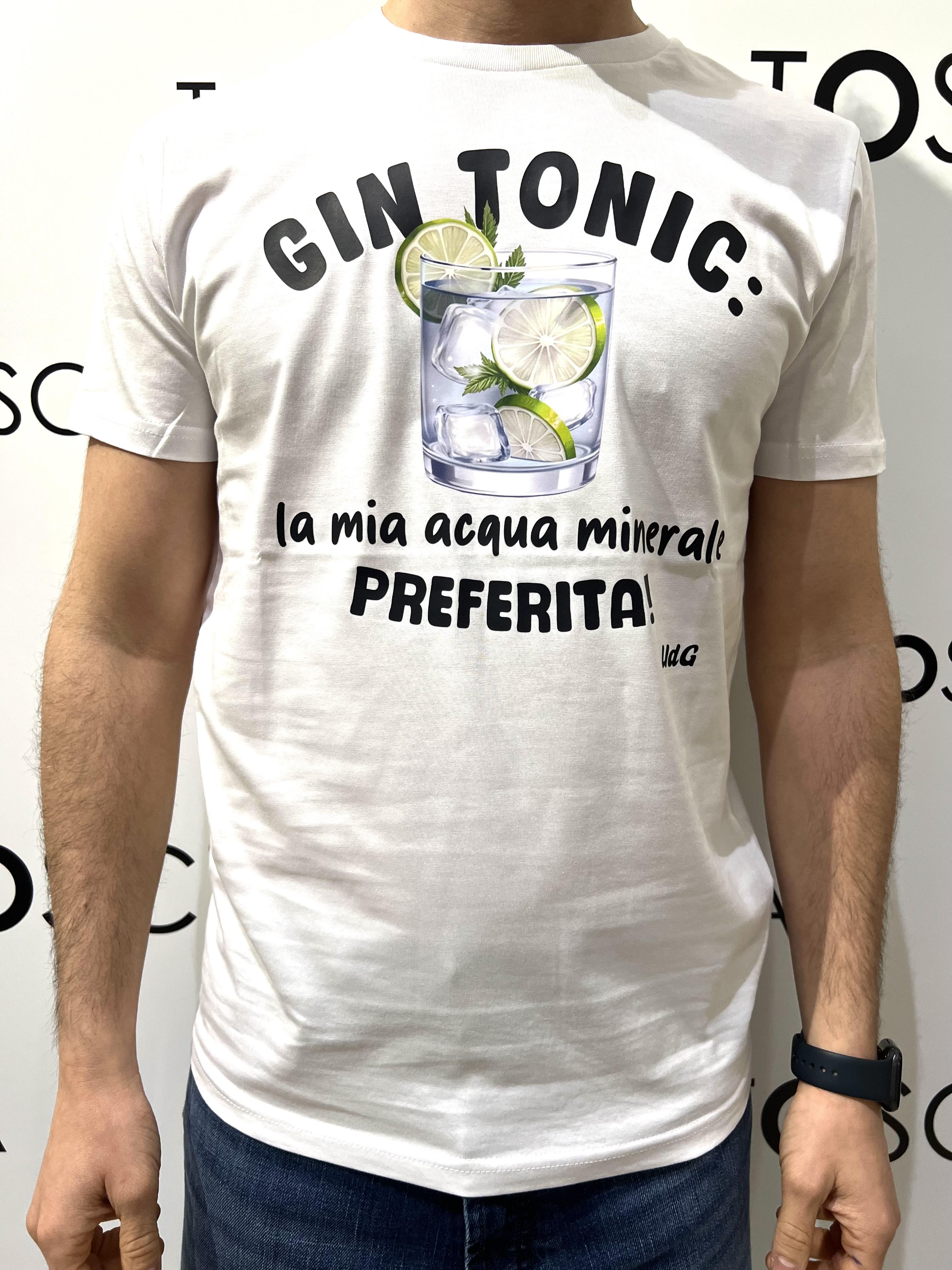 gin t-shirt gin tonic la mia acqua minerale preferita GIN T-SHIRTGT LA MIA ACQUA MINERALE PREFEBIANCO HICONIKA