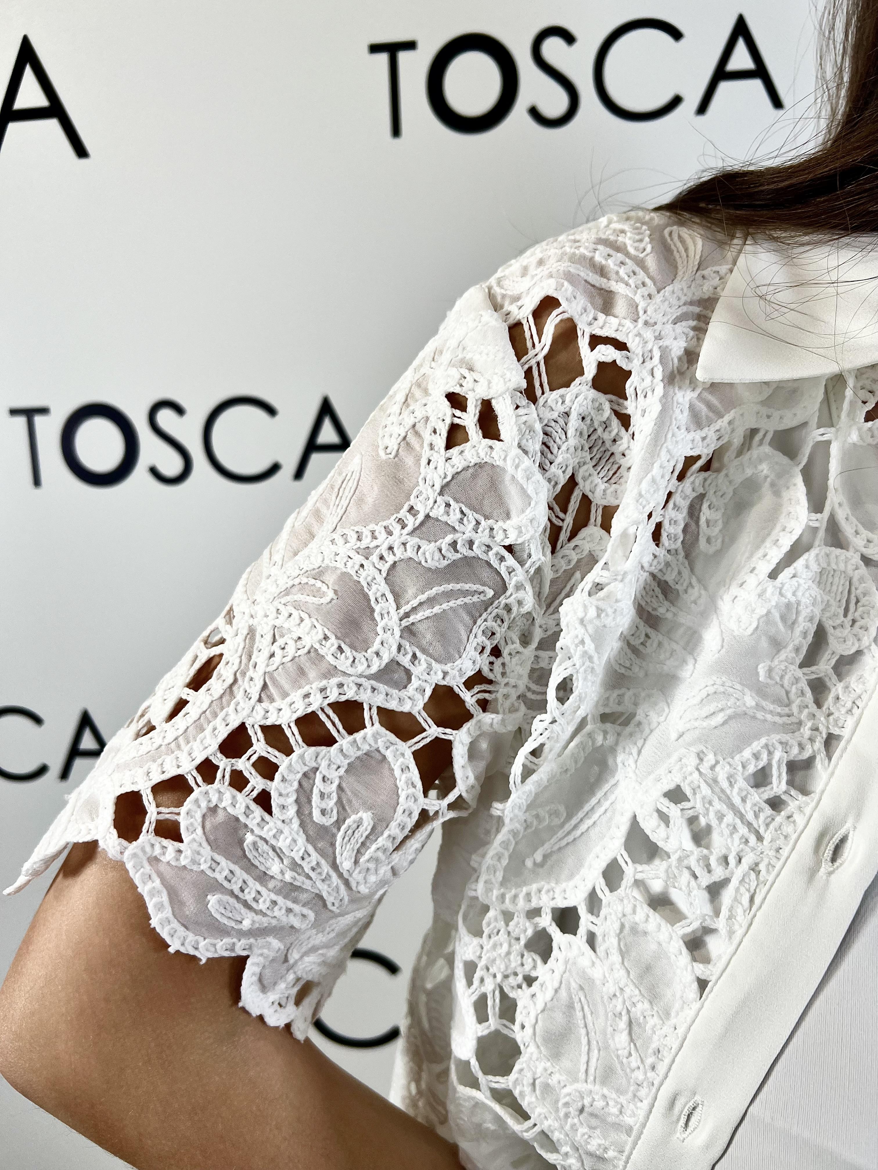 camicia con lavorazione ornamentale e maniche corte silvian heach