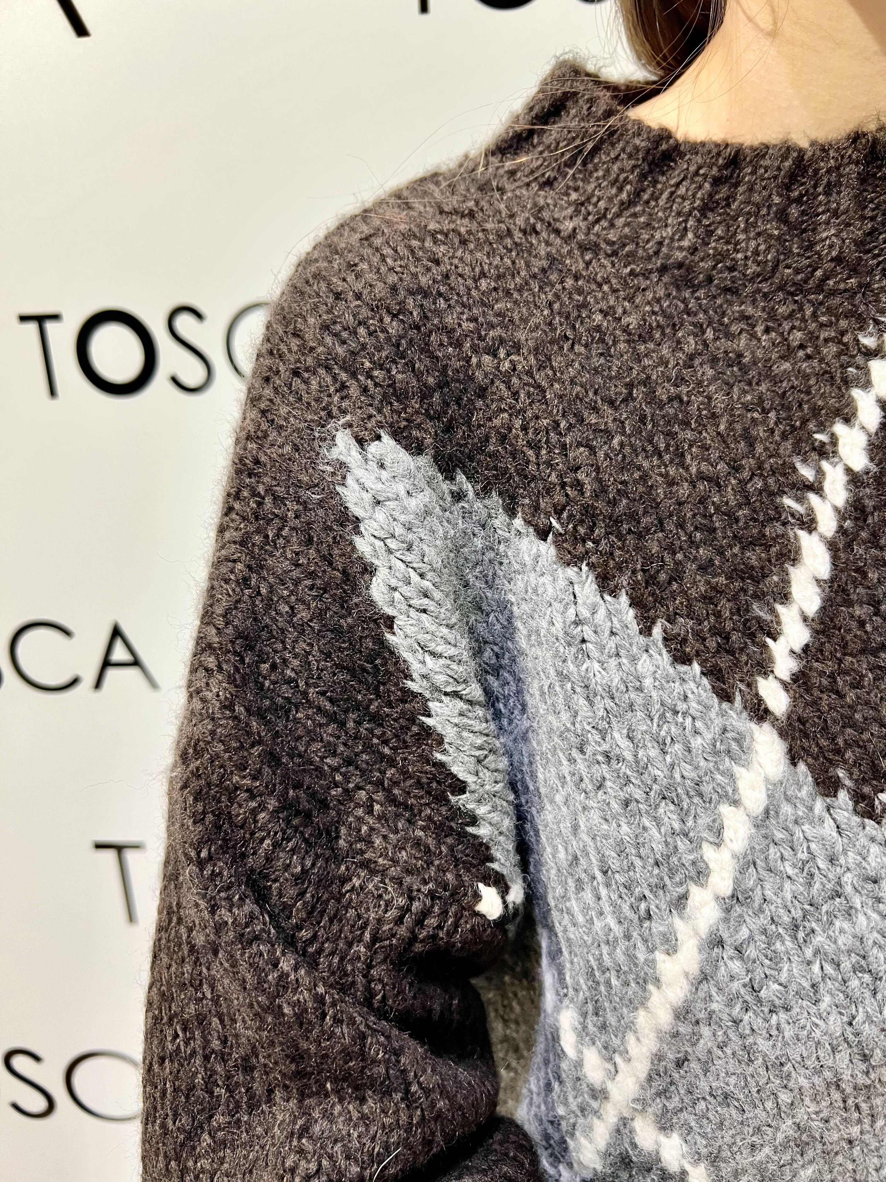 maglia a rombi girocollo angela davis RI9LE15MORO ANGELA DAVIS