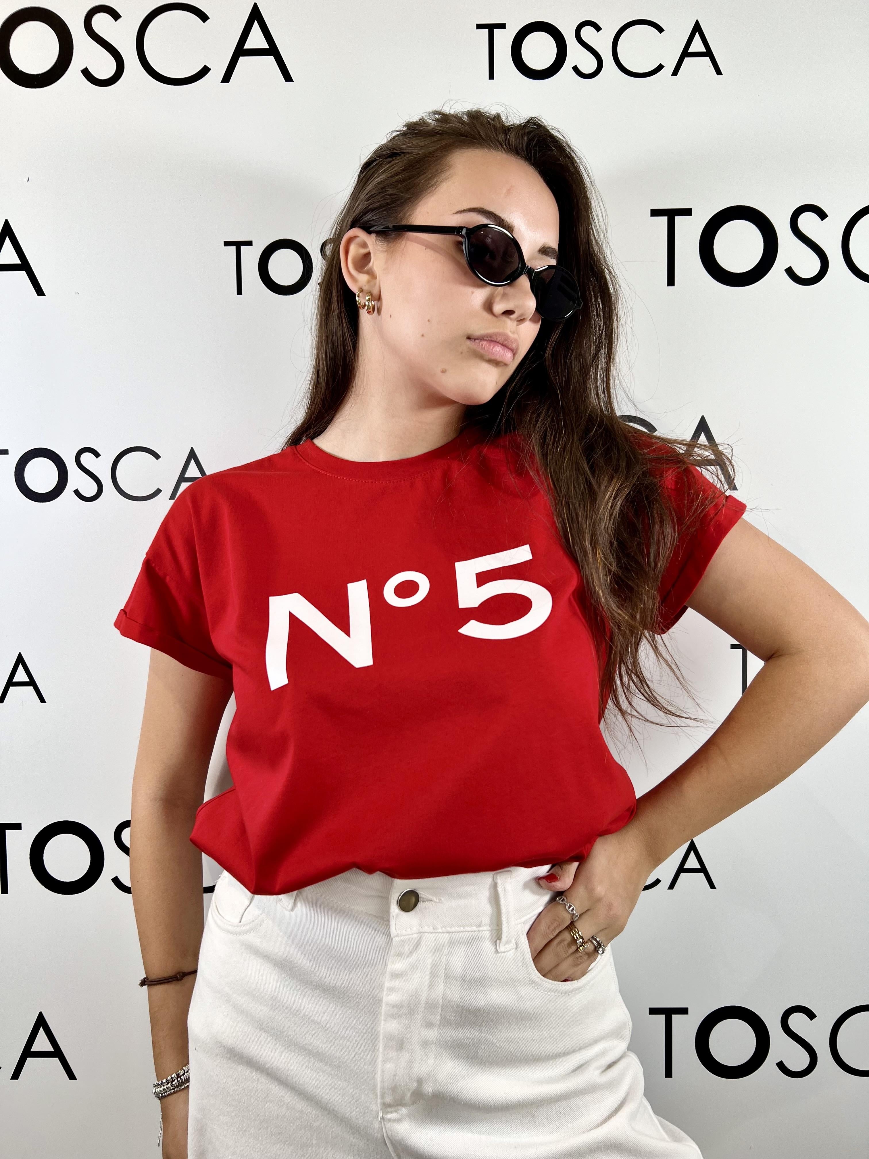 t-shirt con stampa n.5 tensione in
