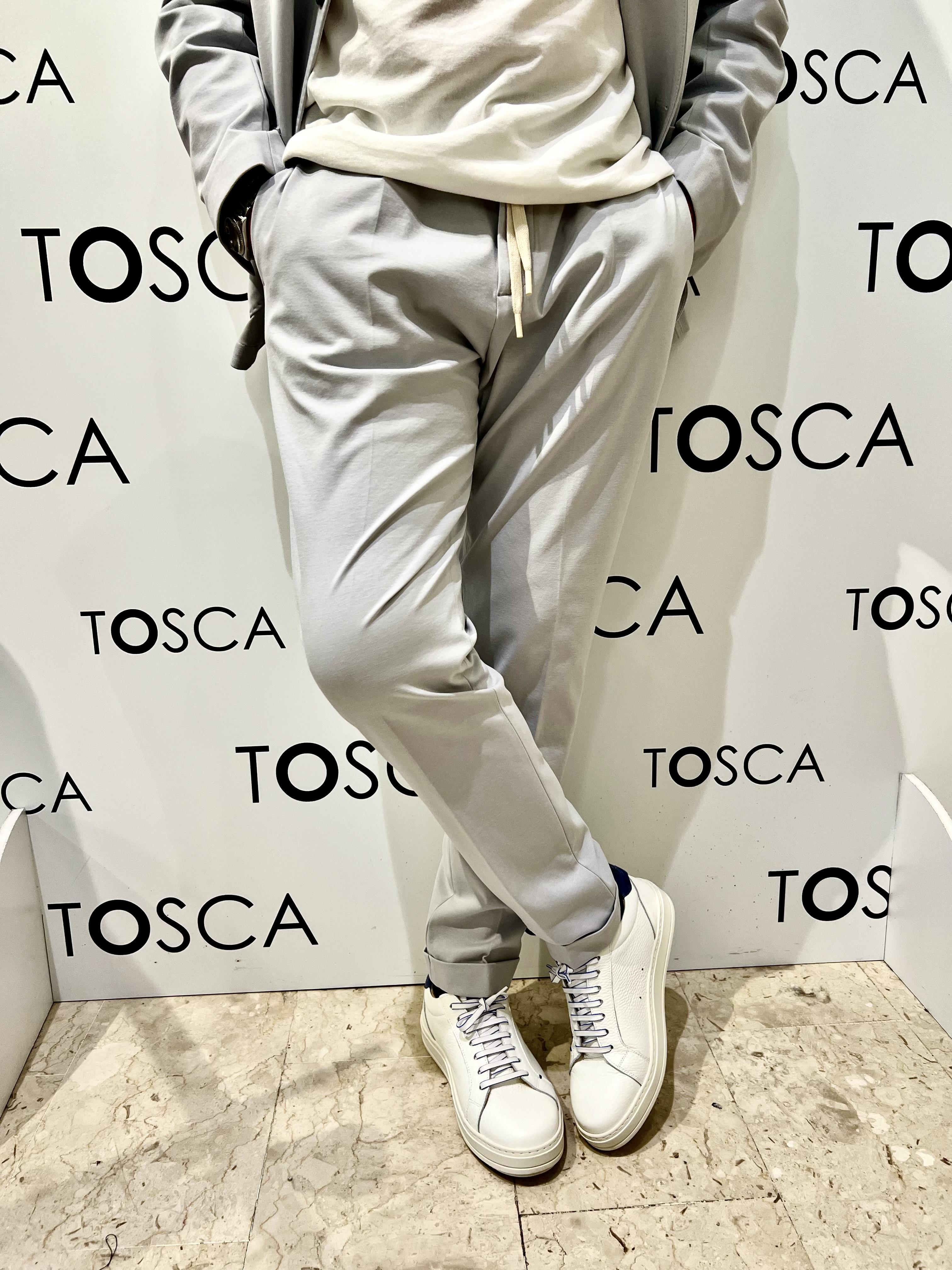 Pantaloni con coulisse in punto milano grigio Outfit