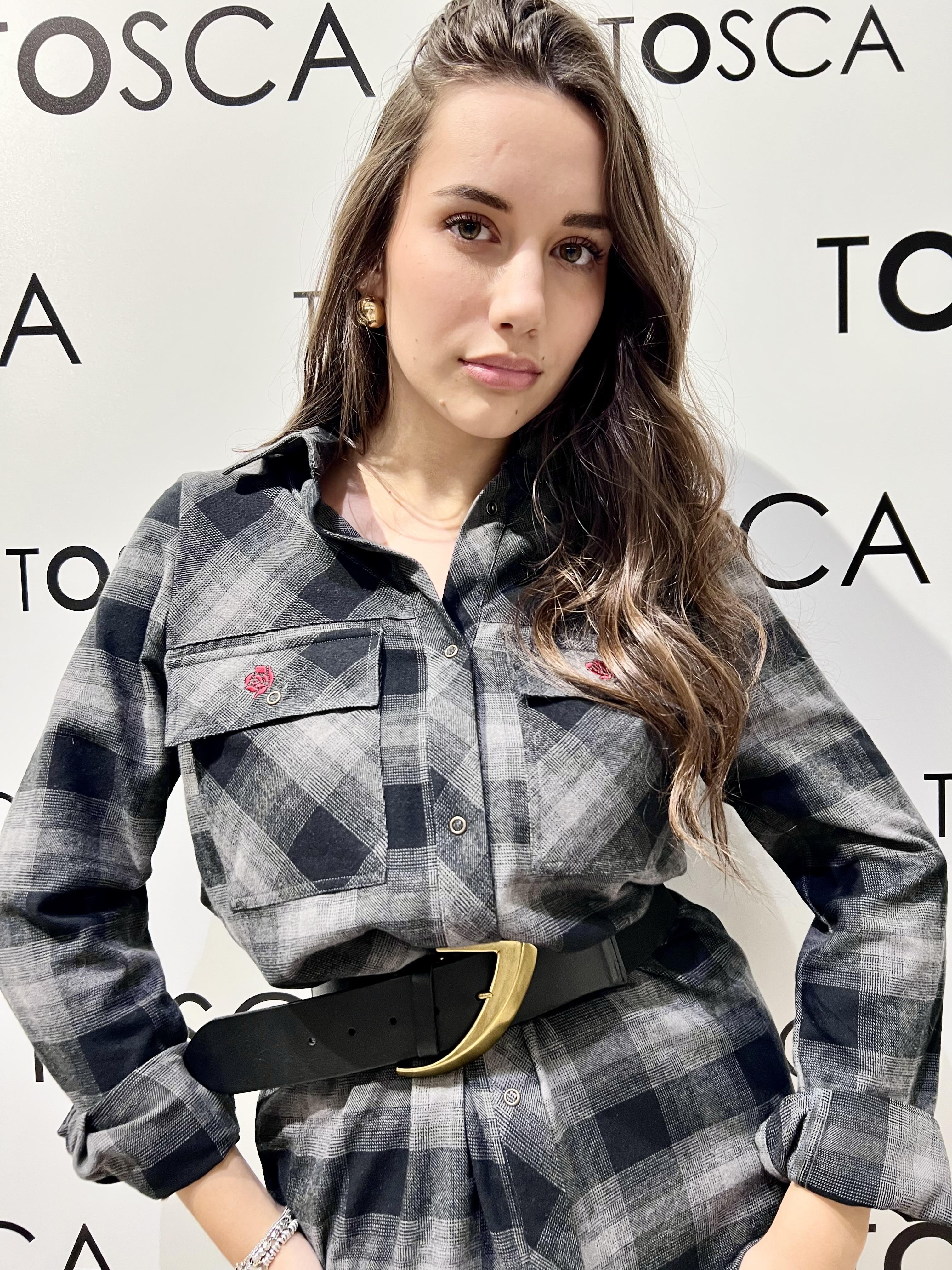 abito chemisier con orli sfrangiati grigio ferro GAABW06803GRIGIO GAELLE