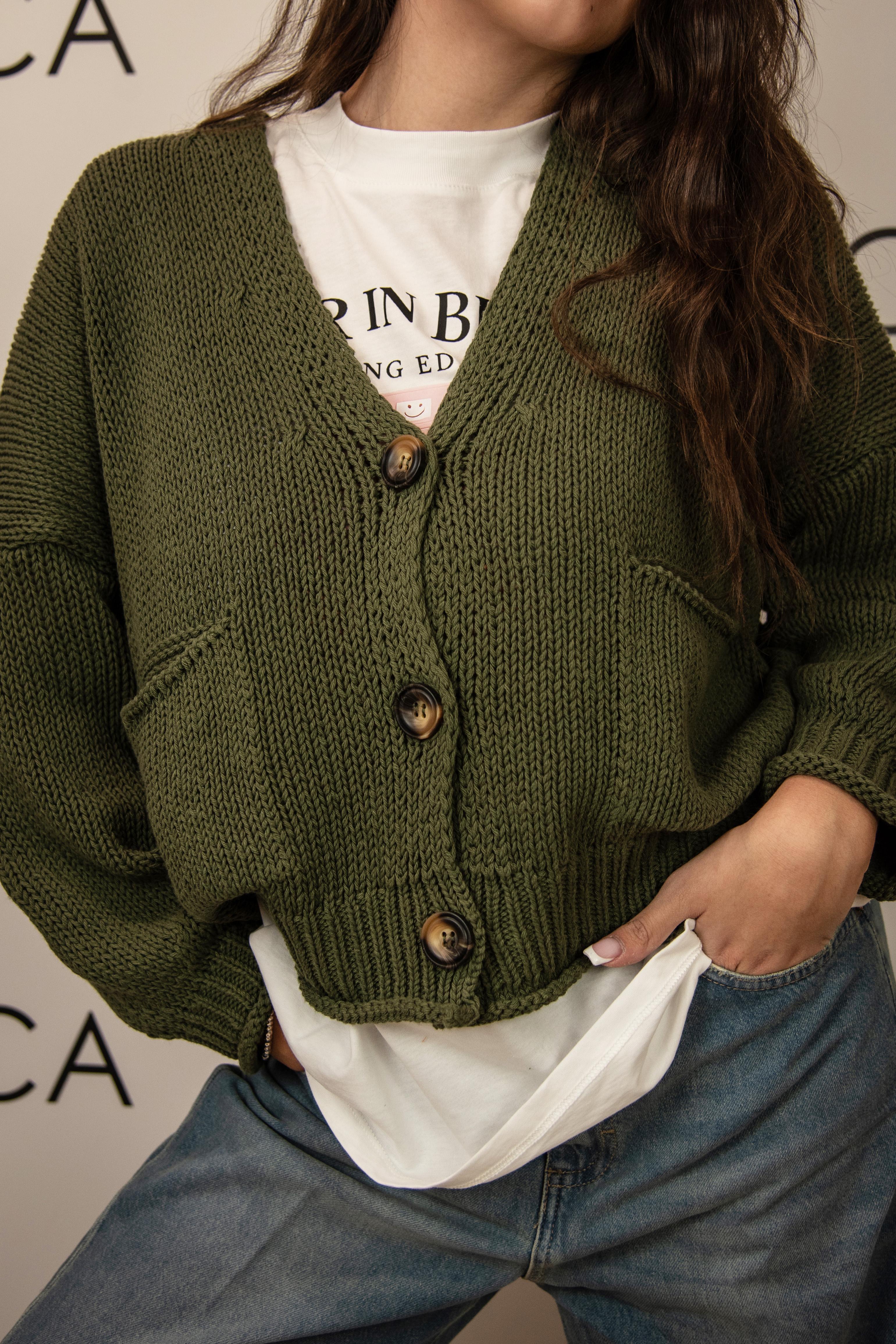 maglia cardigan vicolo 3AB3015VERDE VICOLO