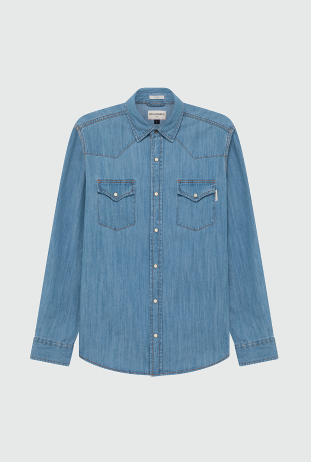 camicia in jeans shirt martin man denim sky stone