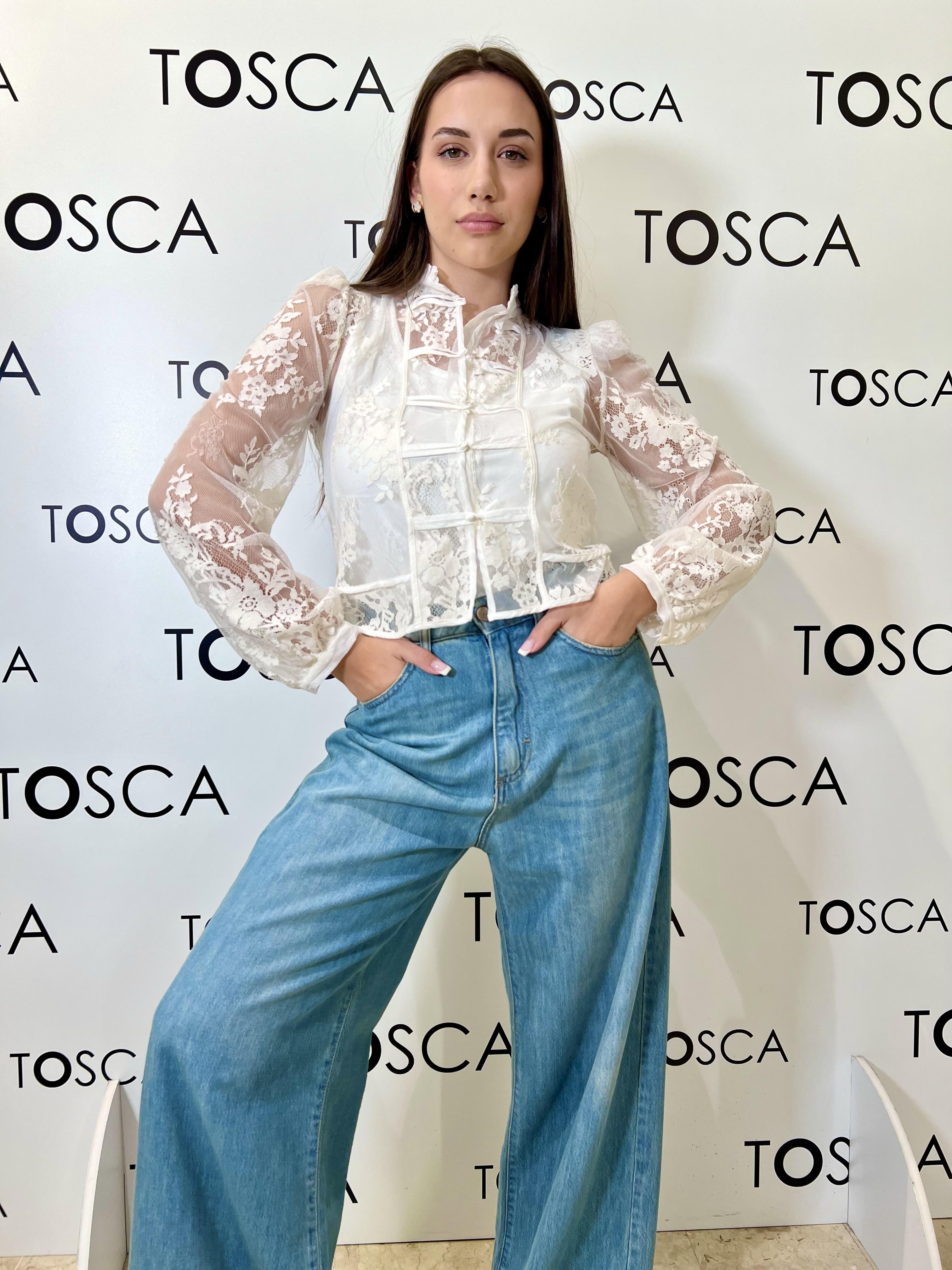 blusa in pizzo modello napoleone tensione in S26C661AVORIO TENSIONE IN