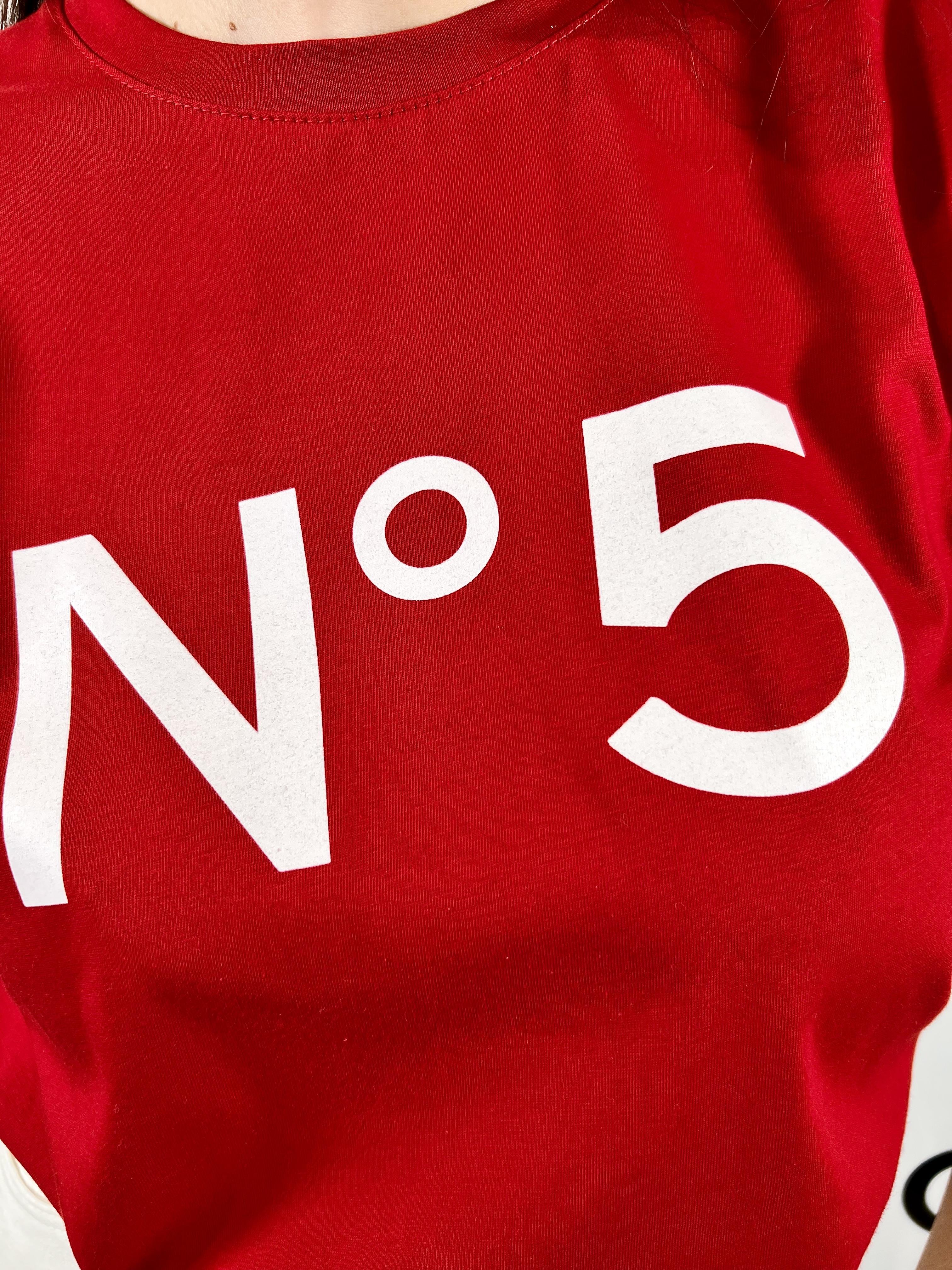 t-shirt con stampa n.5 tensione in