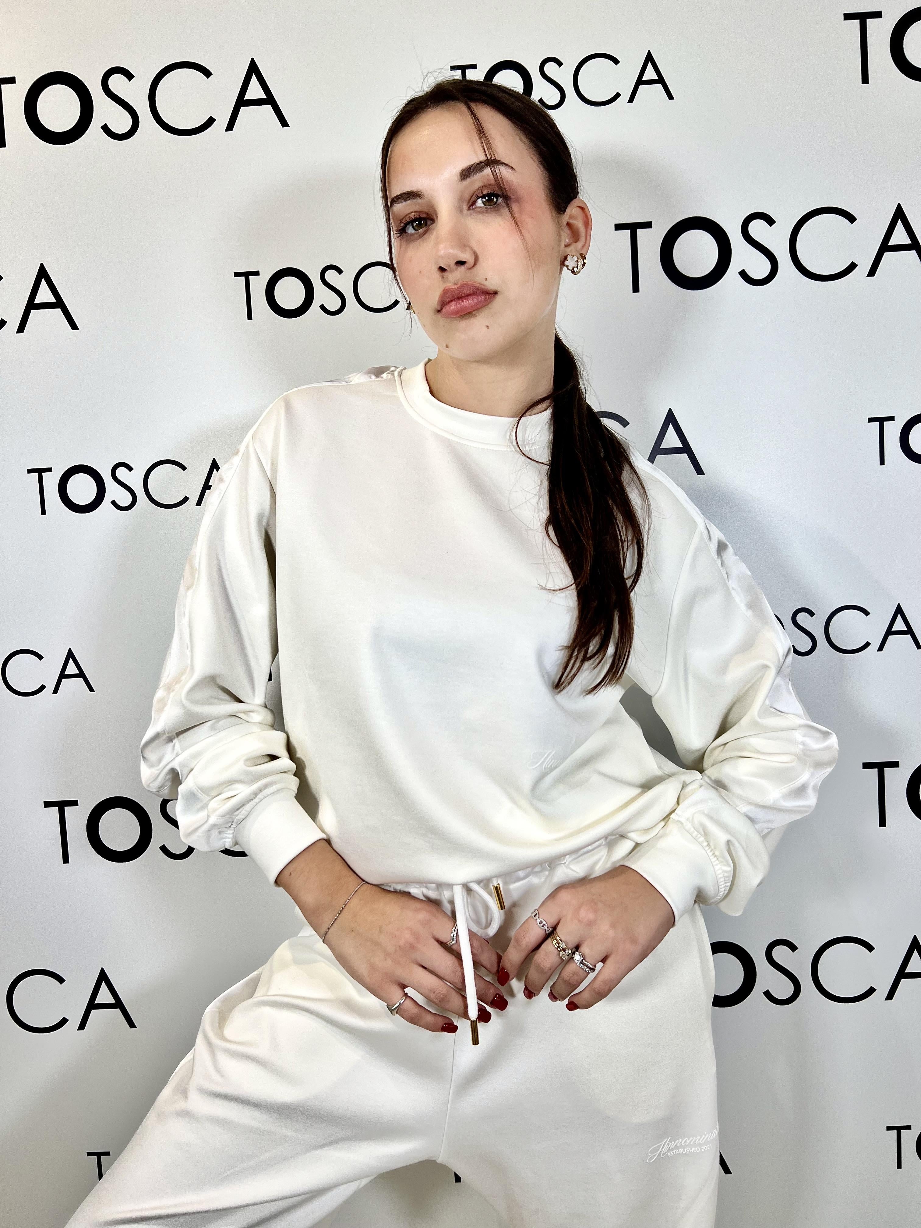 felpa paricollo basica in viscosa con bande in raso hinnominate HMABW02401OFF WHITE HINNOMINATE
