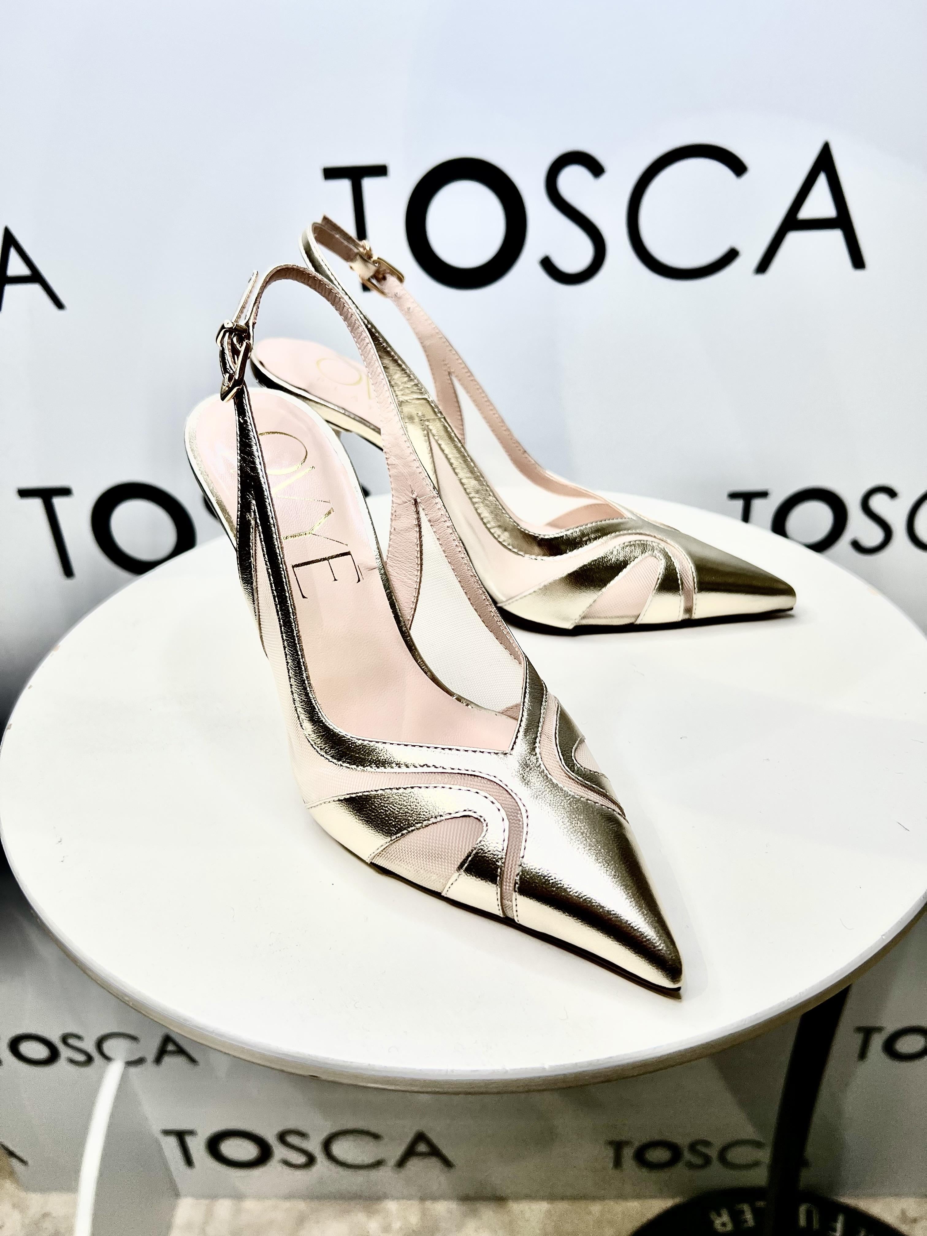 slingback in laminato e rete EG2009ORO OVYÈ