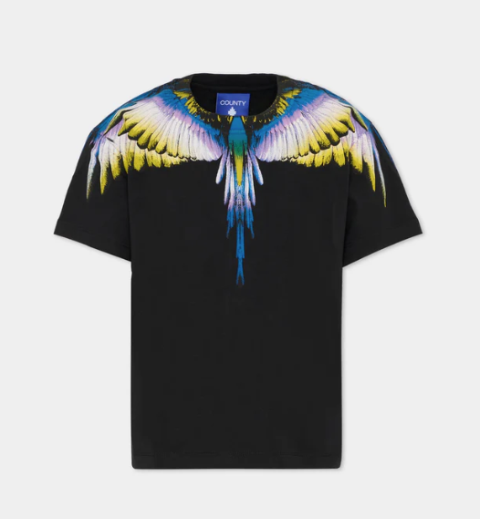 jersey t-shirt stampa aquila F5CAMATH029NERO COUNTY OF MILAN MARCELO BURLON