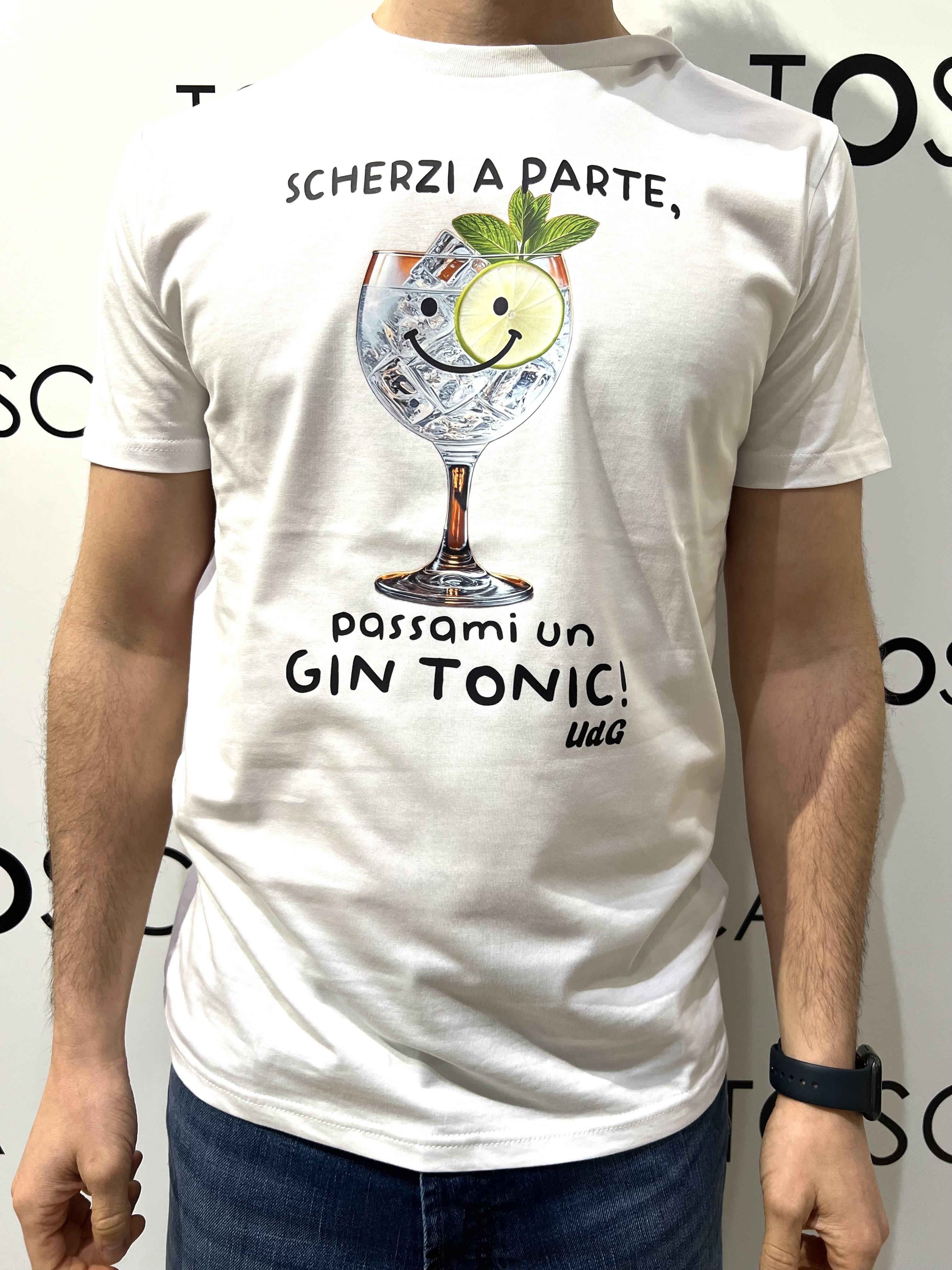 gin t-shirt scherzi a parte passami un gin tonic GIN T-SHIRTSCHERZI A PARTE BEVI UN GIN TBIANCO HICONIKA