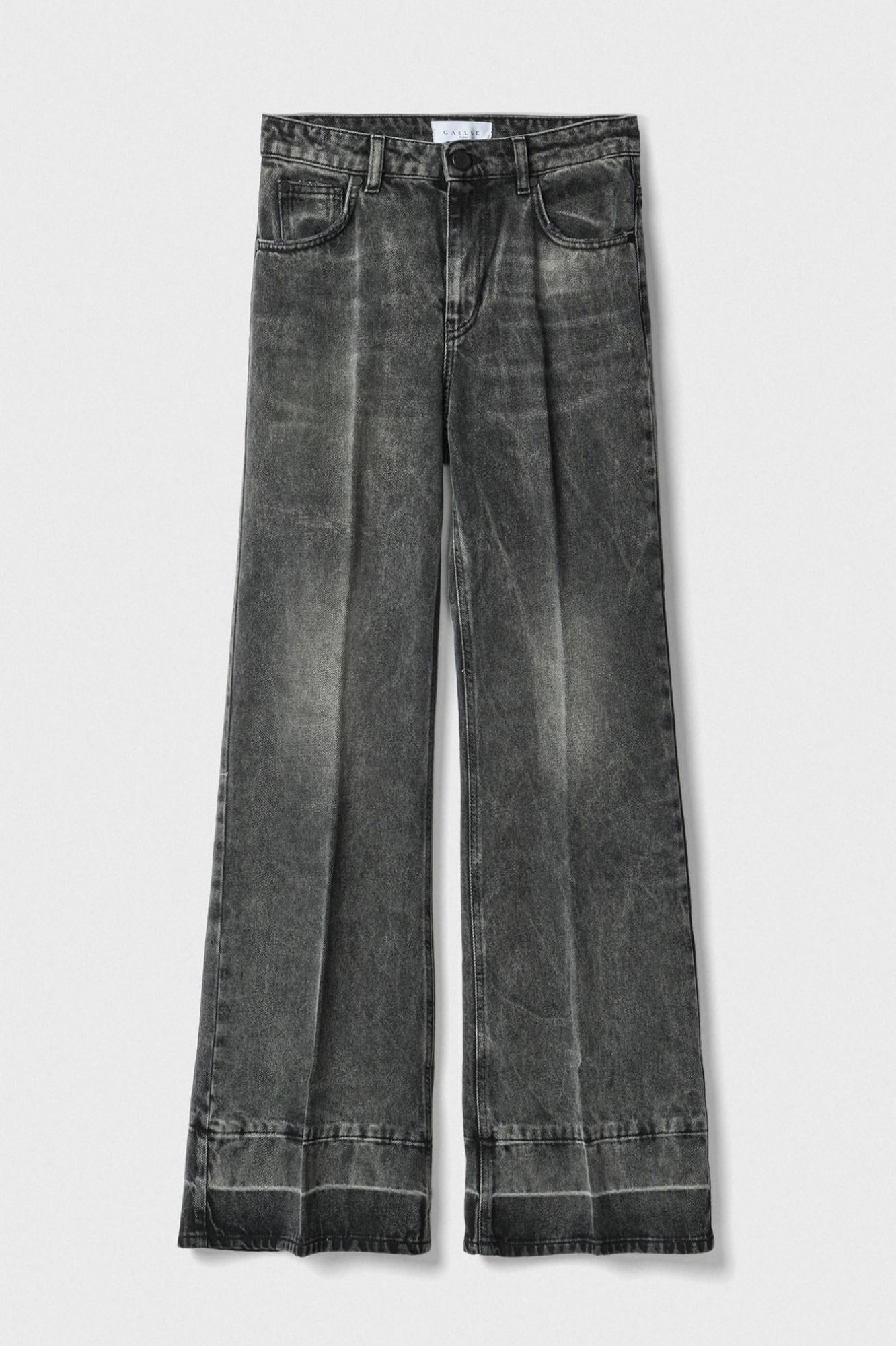pantalone in denim a palazzo nero gaëlle paris GAABW07901MBFI0002NERO GAELLE