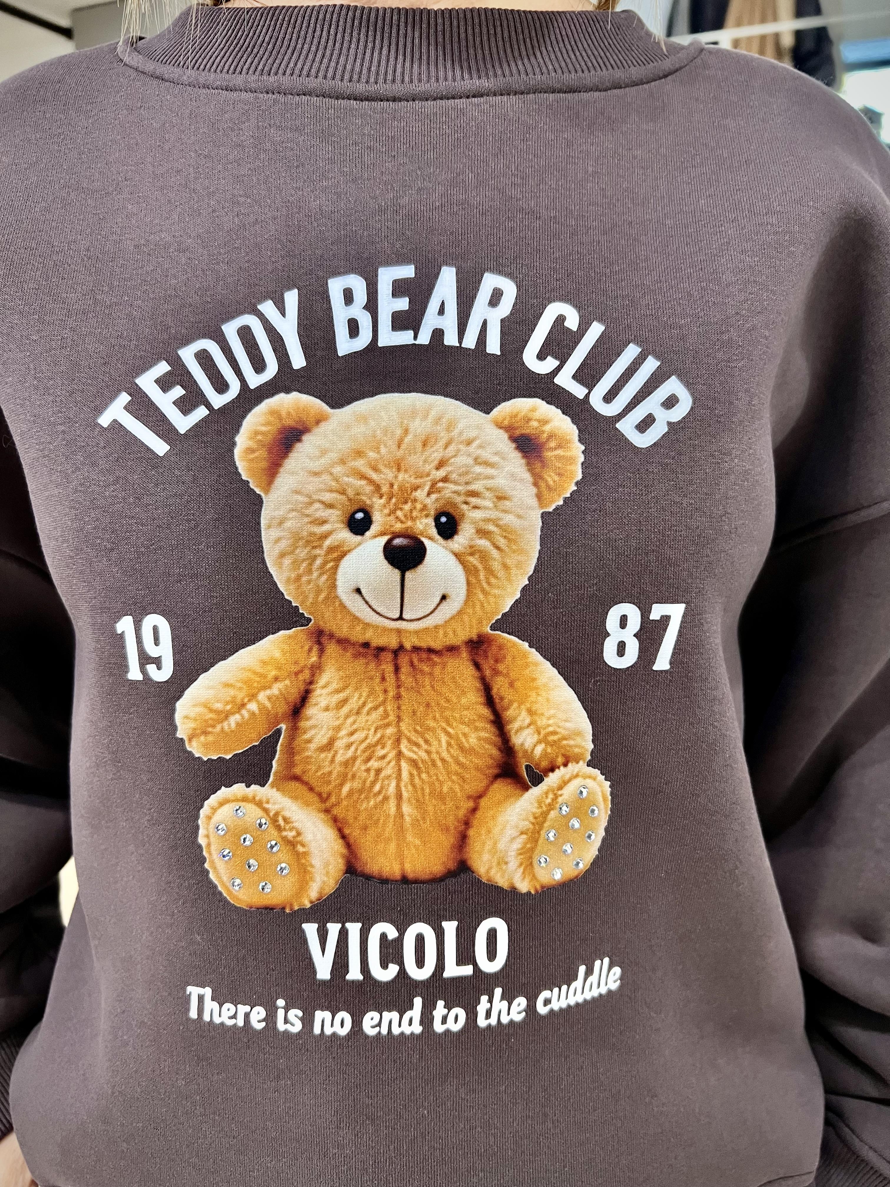 felpa con stampa cani vicolo RF0581MARRONE VICOLO