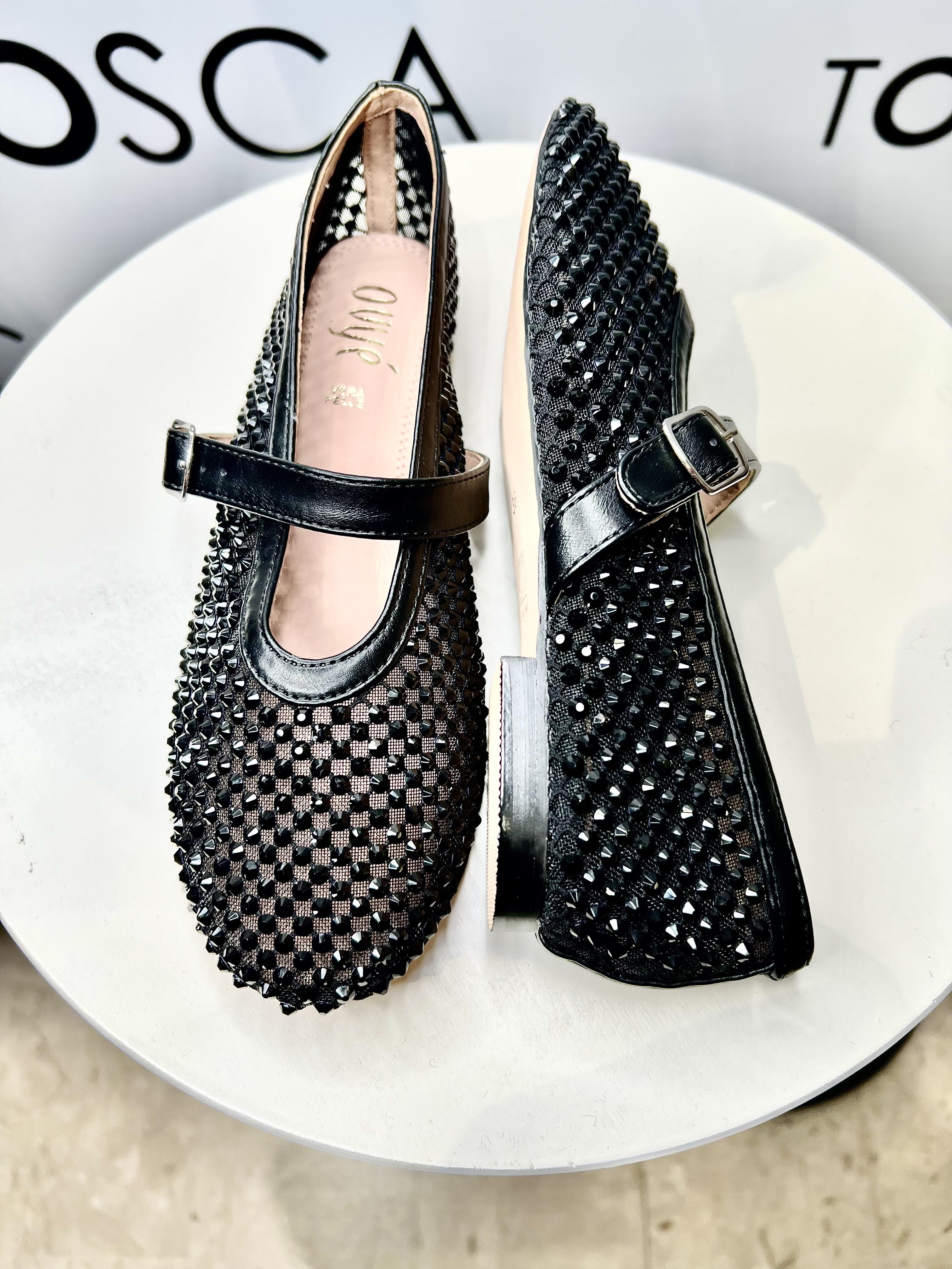 ballerine con strass GD398NERO OVYÈ