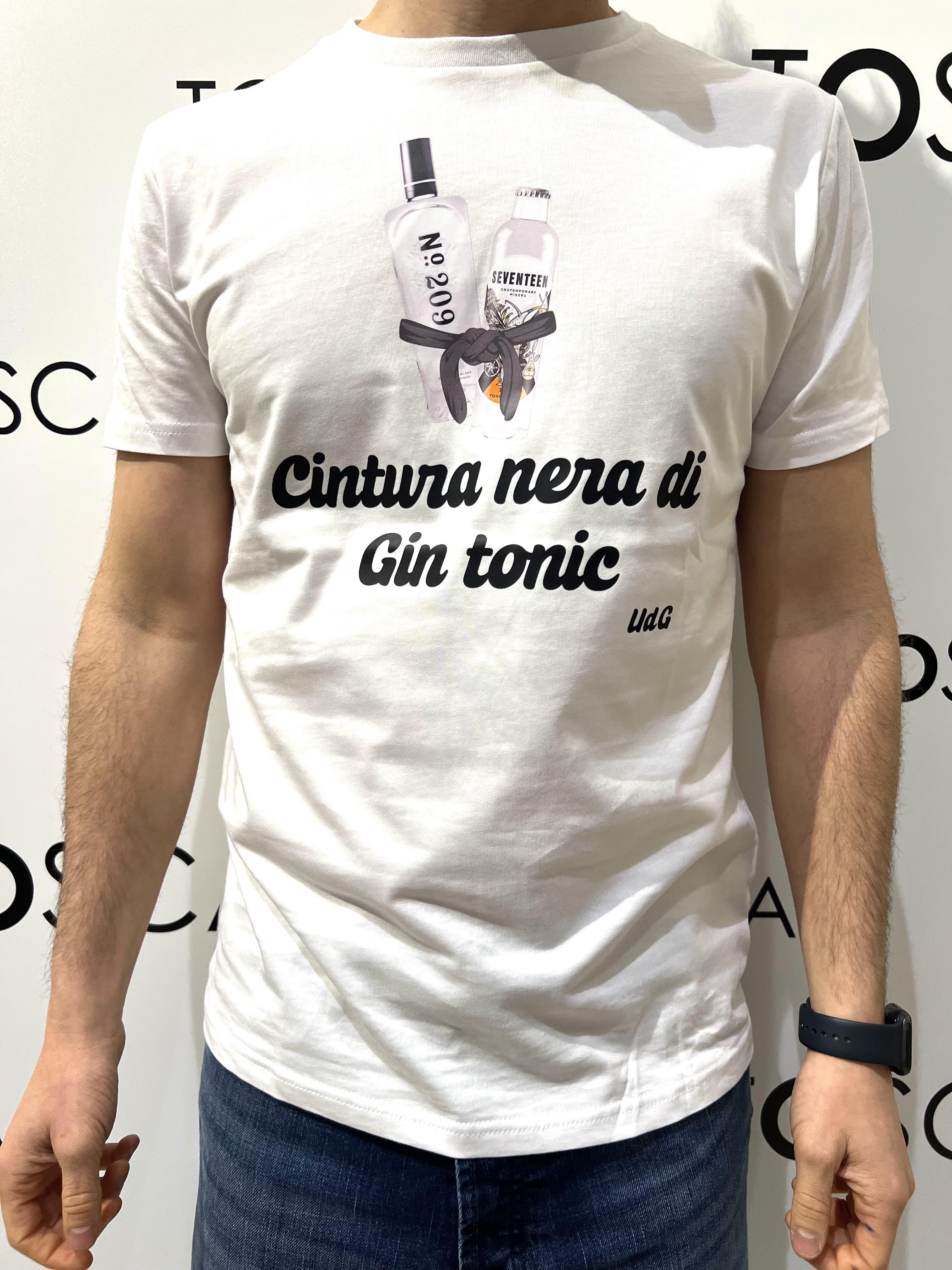 gin t-shirt cintura nera di gin tonic GIN T-SHIRTCINTURA NERA DI GIN TONICBIANCO HICONIKA