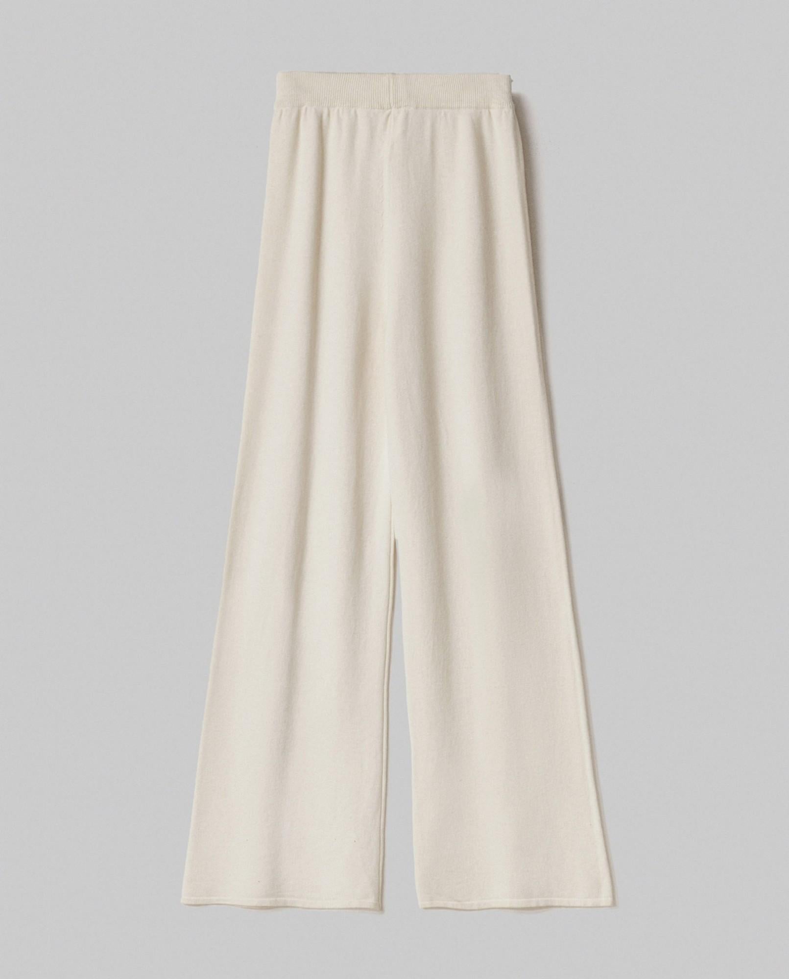 pantalone in maglia a palazzo con nervature bianco burro hinnominate HMABW02128MTTM0001AVORIO HINNOMINATE