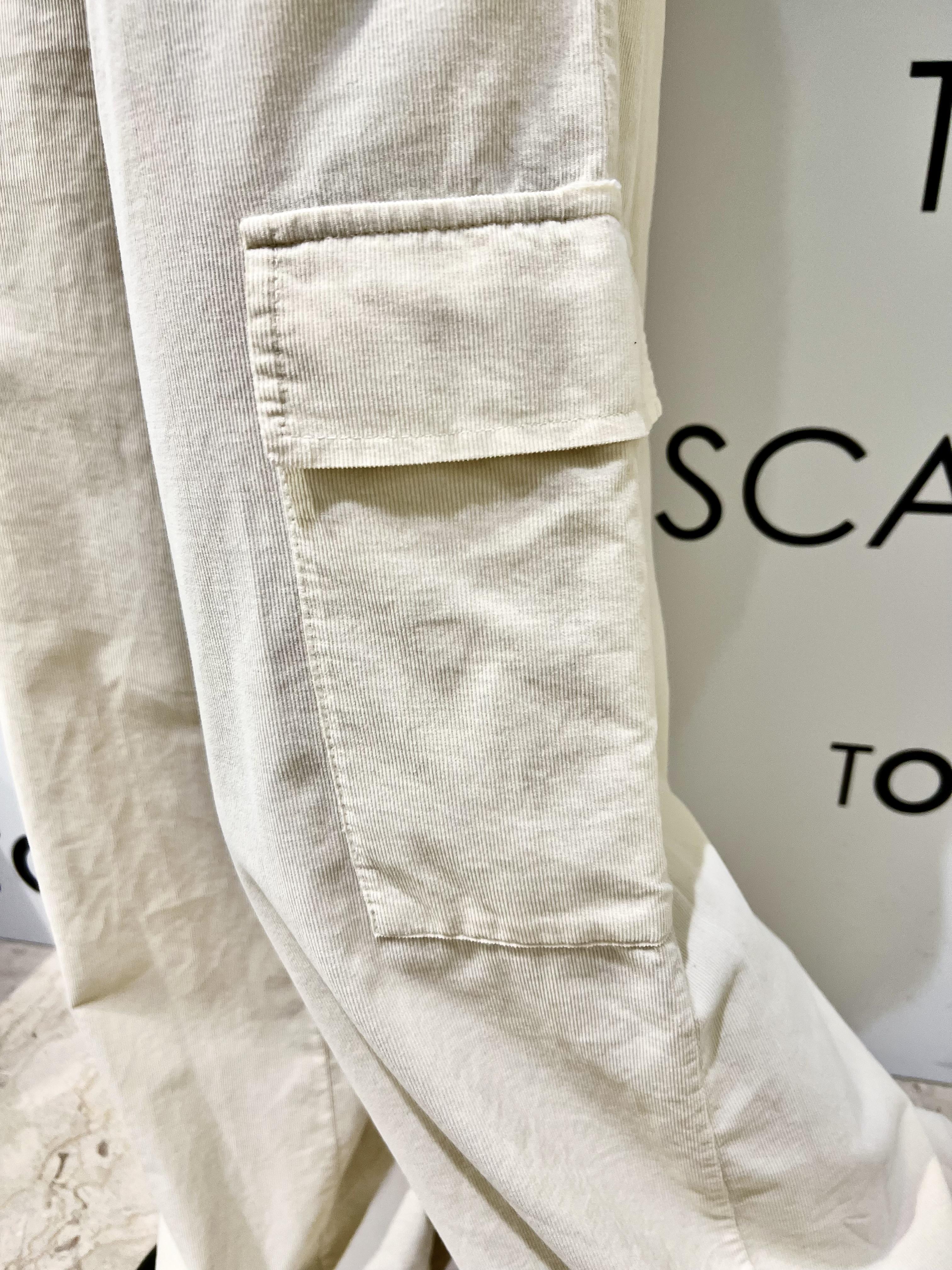 pantaloni in velluto mille righe con coulisse G38P0909-6301.7PANNA SOUVENIR