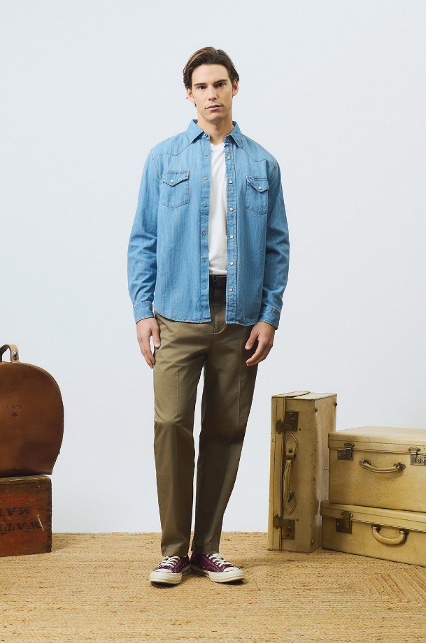 camicia in jeans shirt martin man denim sky stone