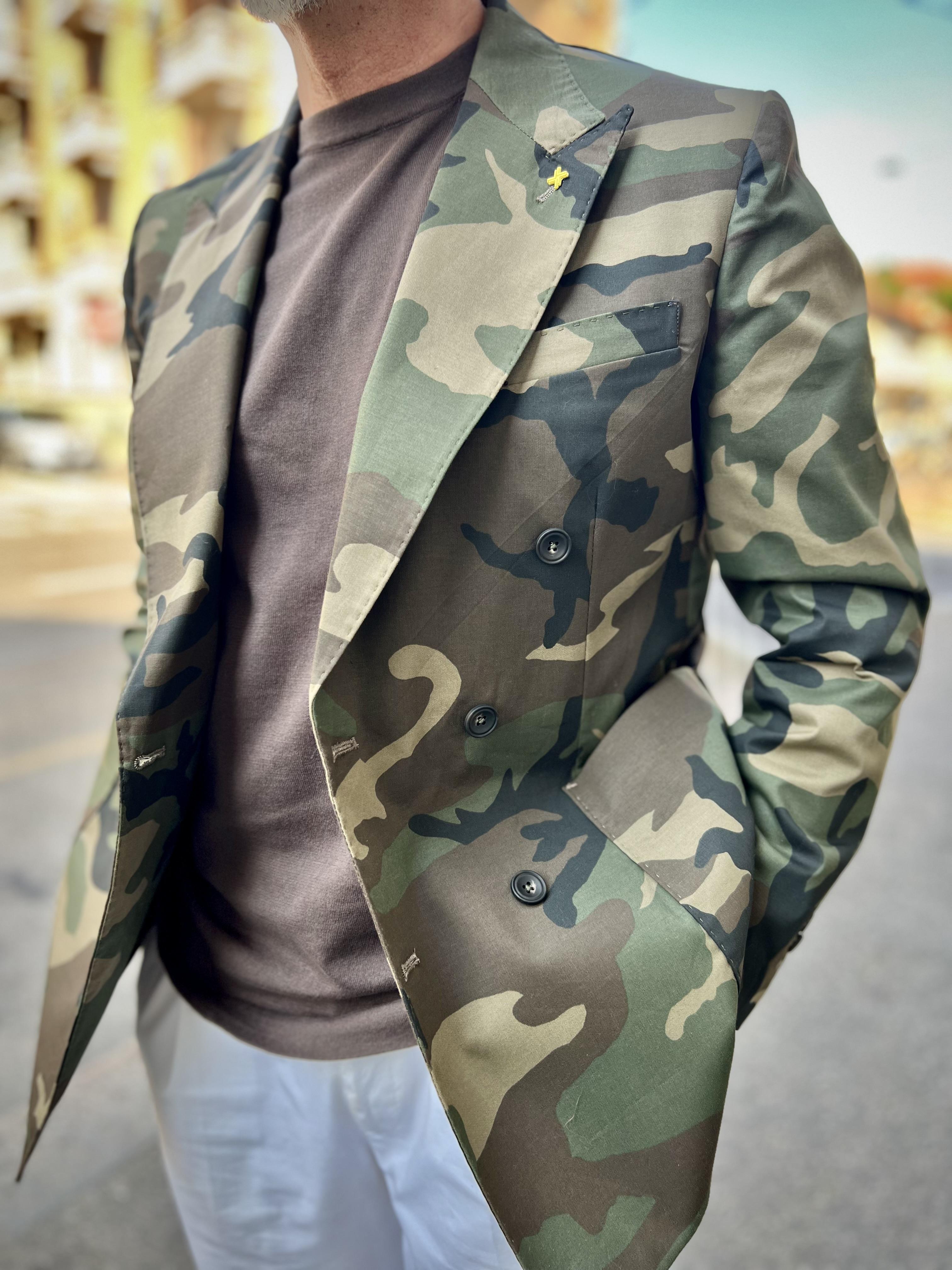 giacca doppiopetto camouflage alessandro gilles