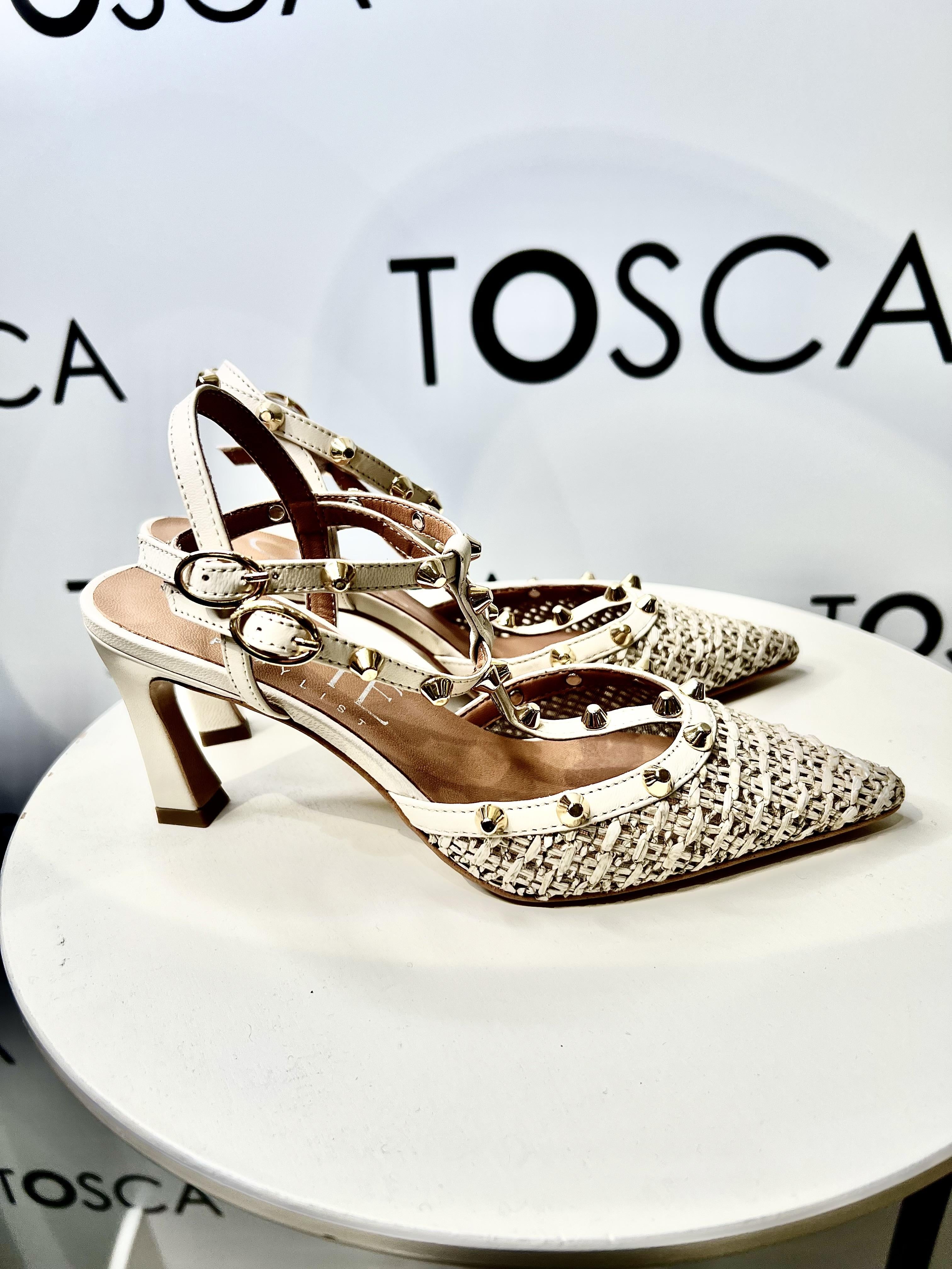 slingback in in rafia e borchie AMR1310BEIGE OVYÈ