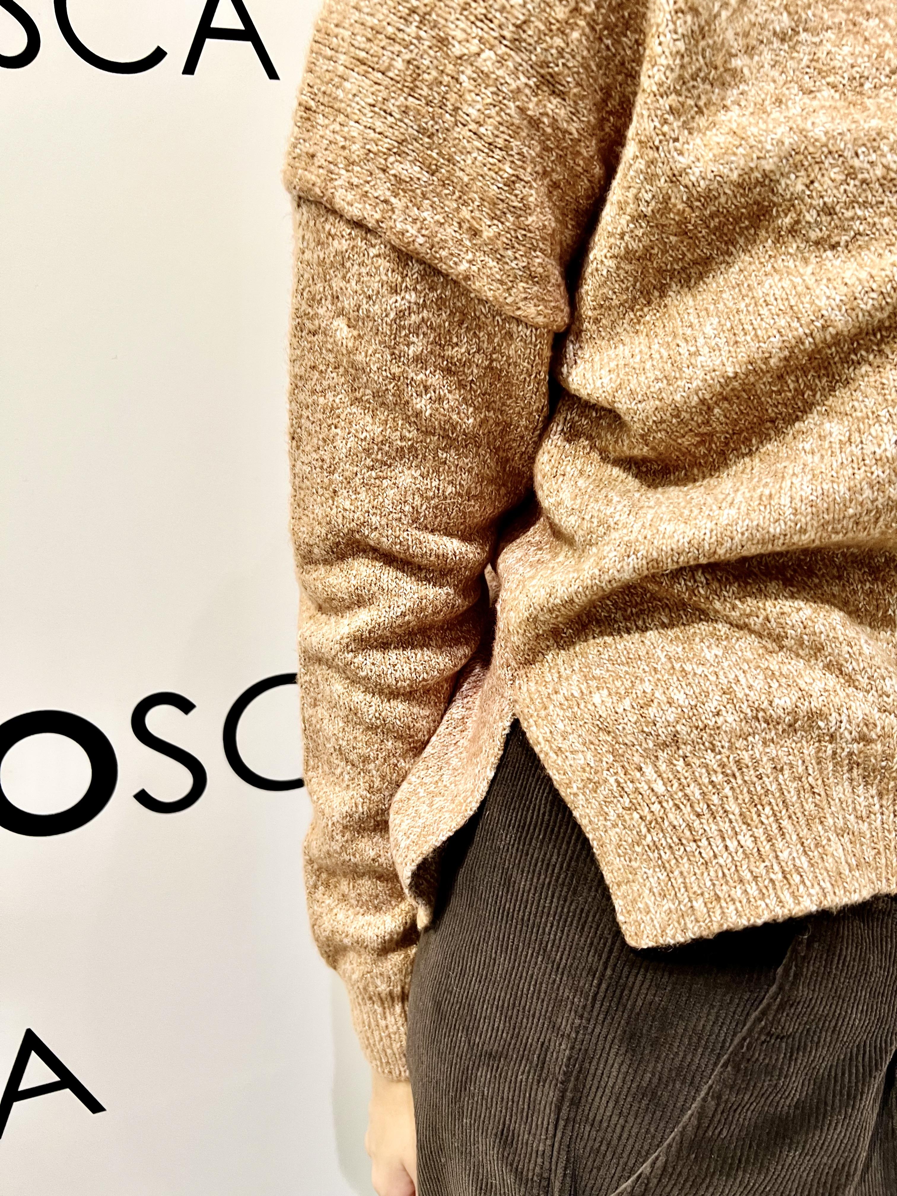 cardigan in filato melange WW20024CAMMELLO WHITE WISE