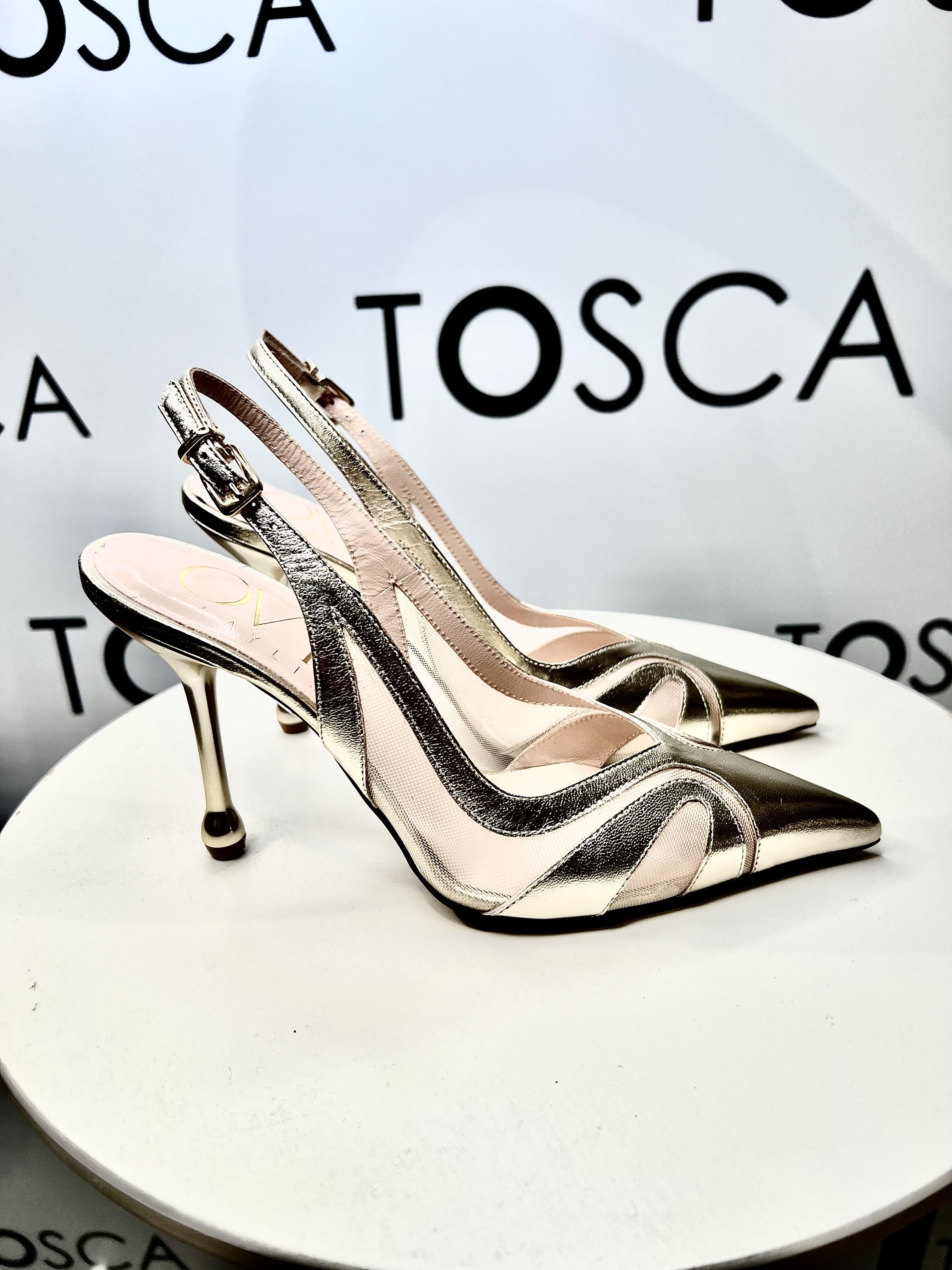 slingback in laminato e rete EG2009ORO OVYÈ