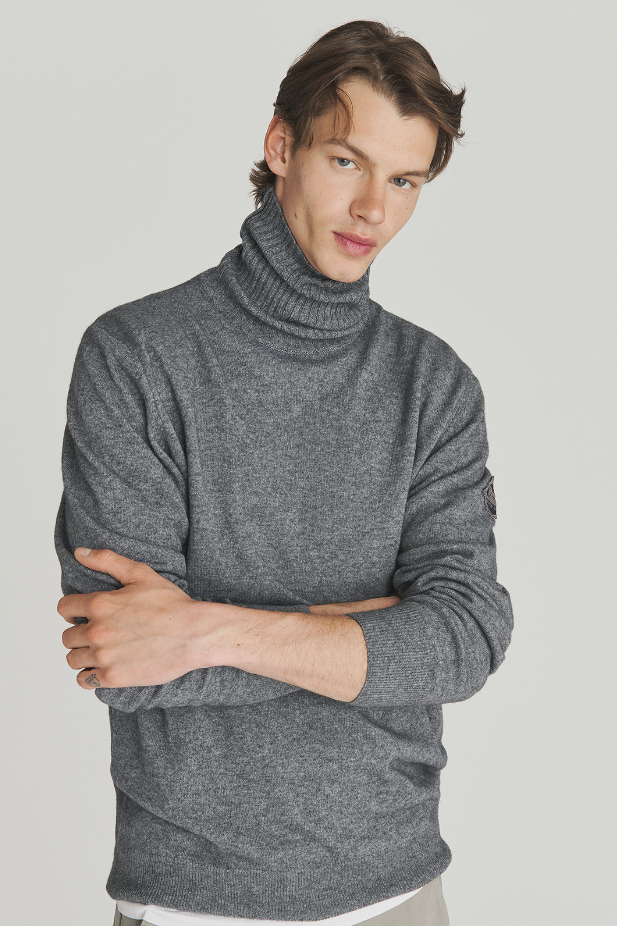 dolcevita in lana e cashmere finezza 12 TURTLE NECK MAN WOOL & WS FIN. 12GREY ROY ROGERS