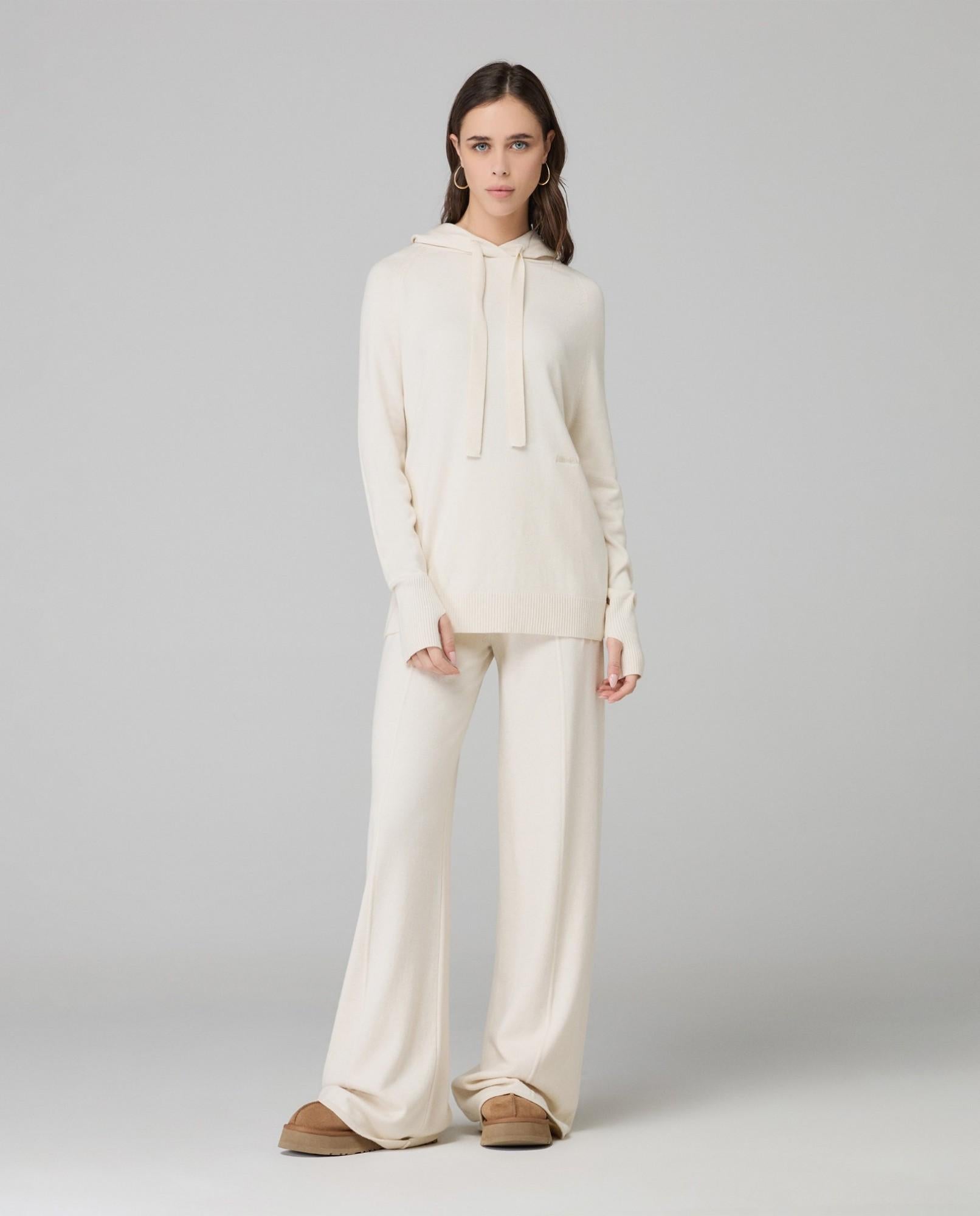 pantalone in maglia a palazzo con nervature bianco burro hinnominate HMABW02128MTTM0001AVORIO HINNOMINATE