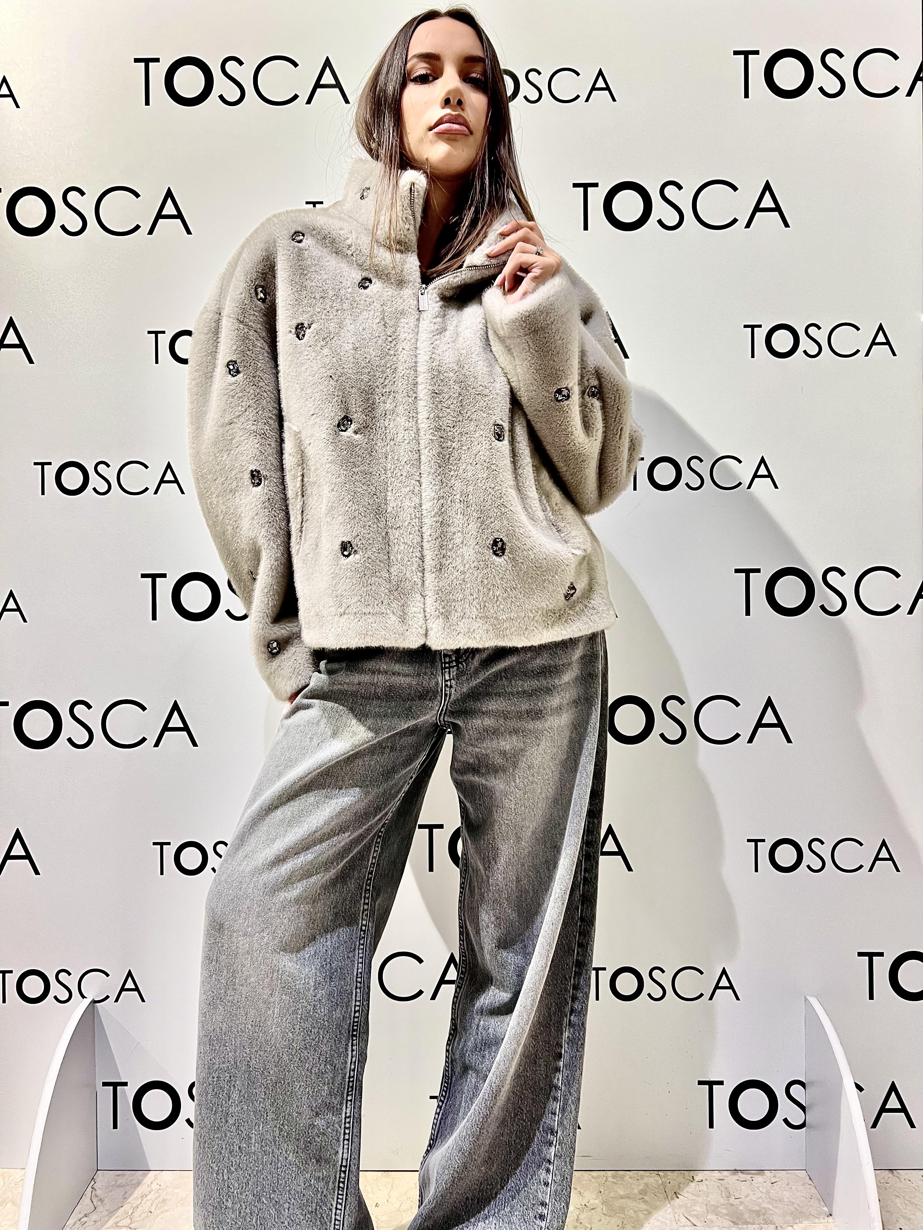 ecopelliccia con pietre TF0047BEIGE VICOLO