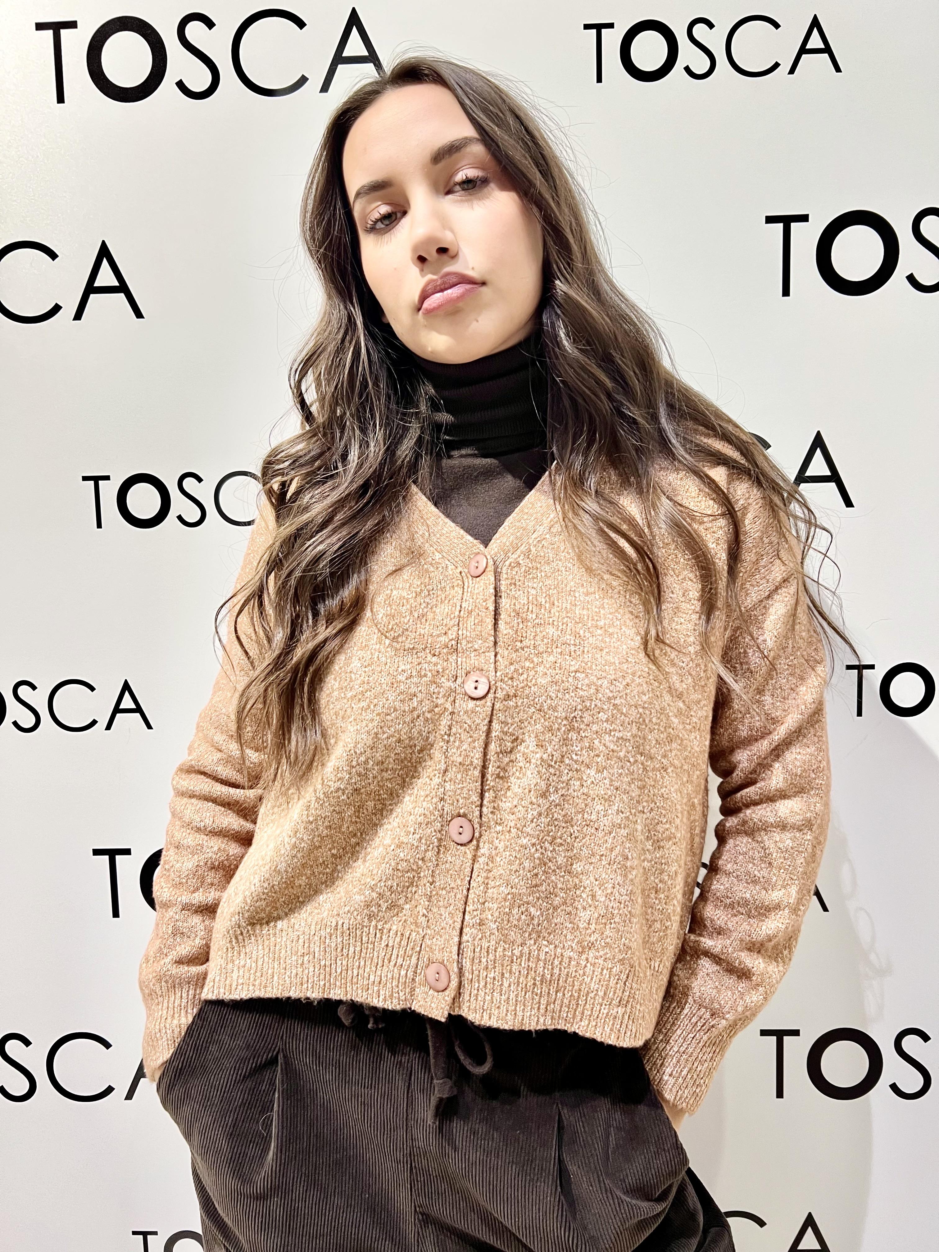 cardigan in filato melange WW20024CAMMELLO WHITE WISE