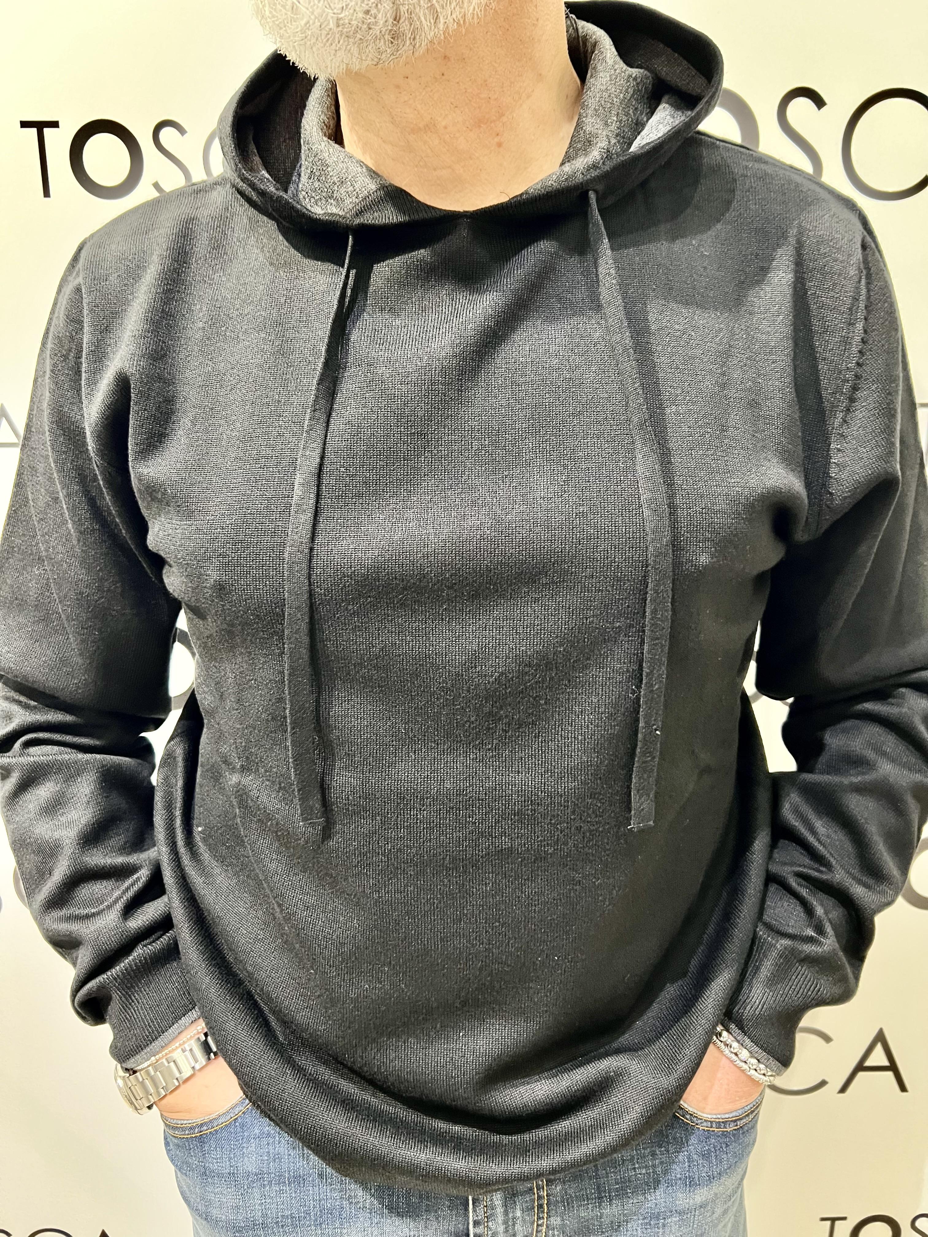 maglia con cappuccio in viscosa MI3177HNERO HAMAKI-HO