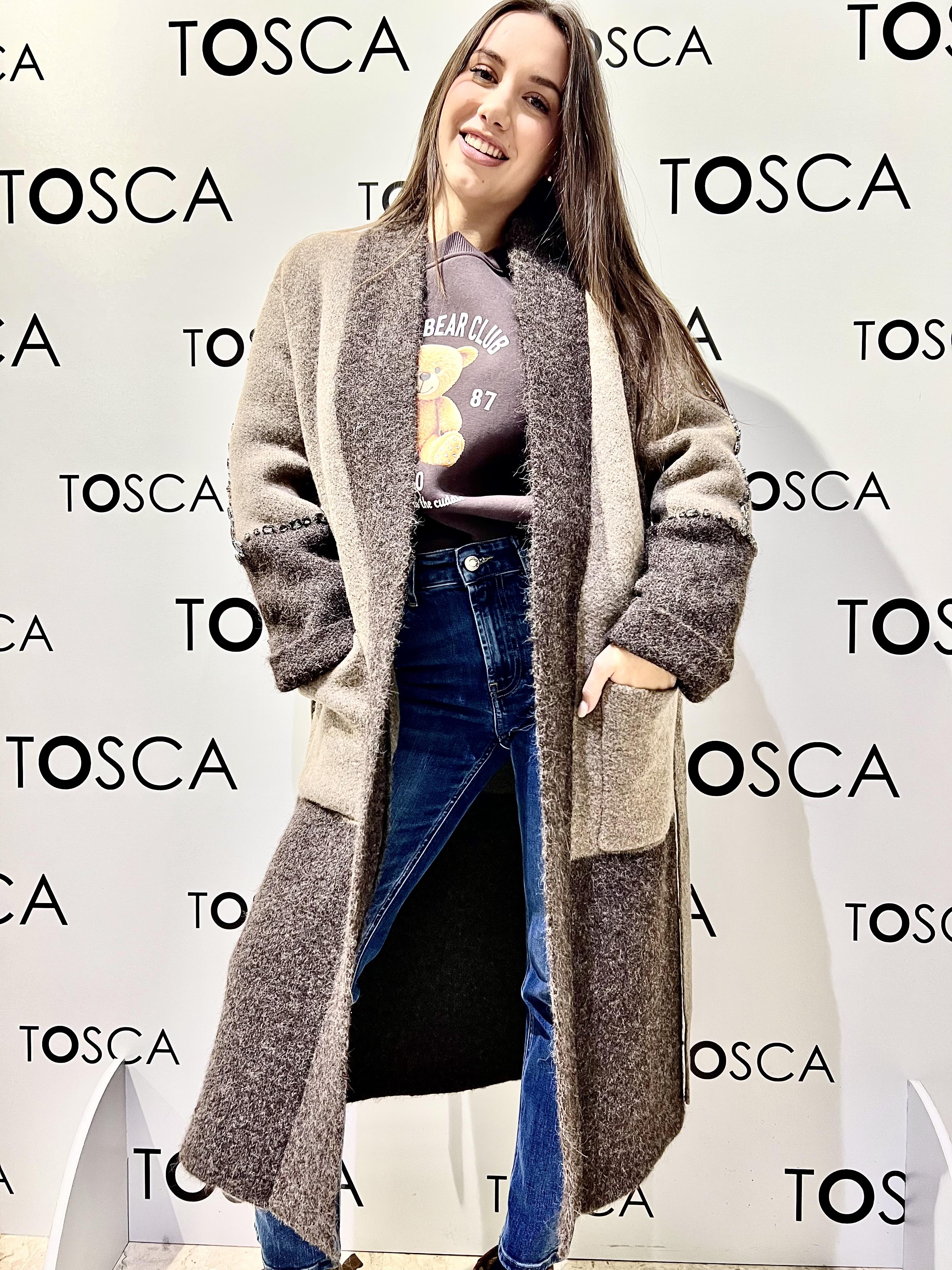 cappotto in maglia con cintura 55002FMARRONE VICOLO