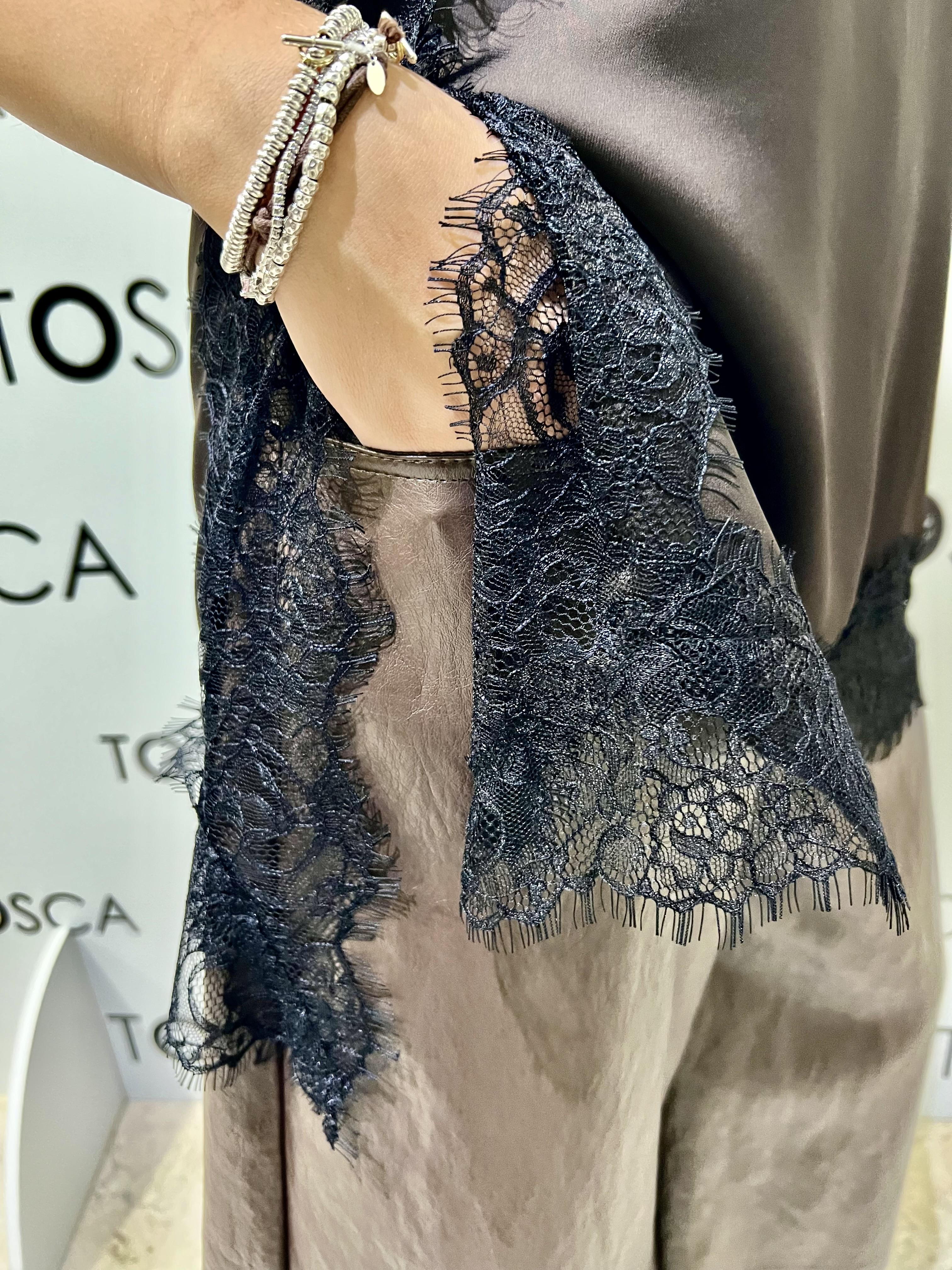 top con pizzo souvenir M38F0987-IV849MARRONE SOUVENIR