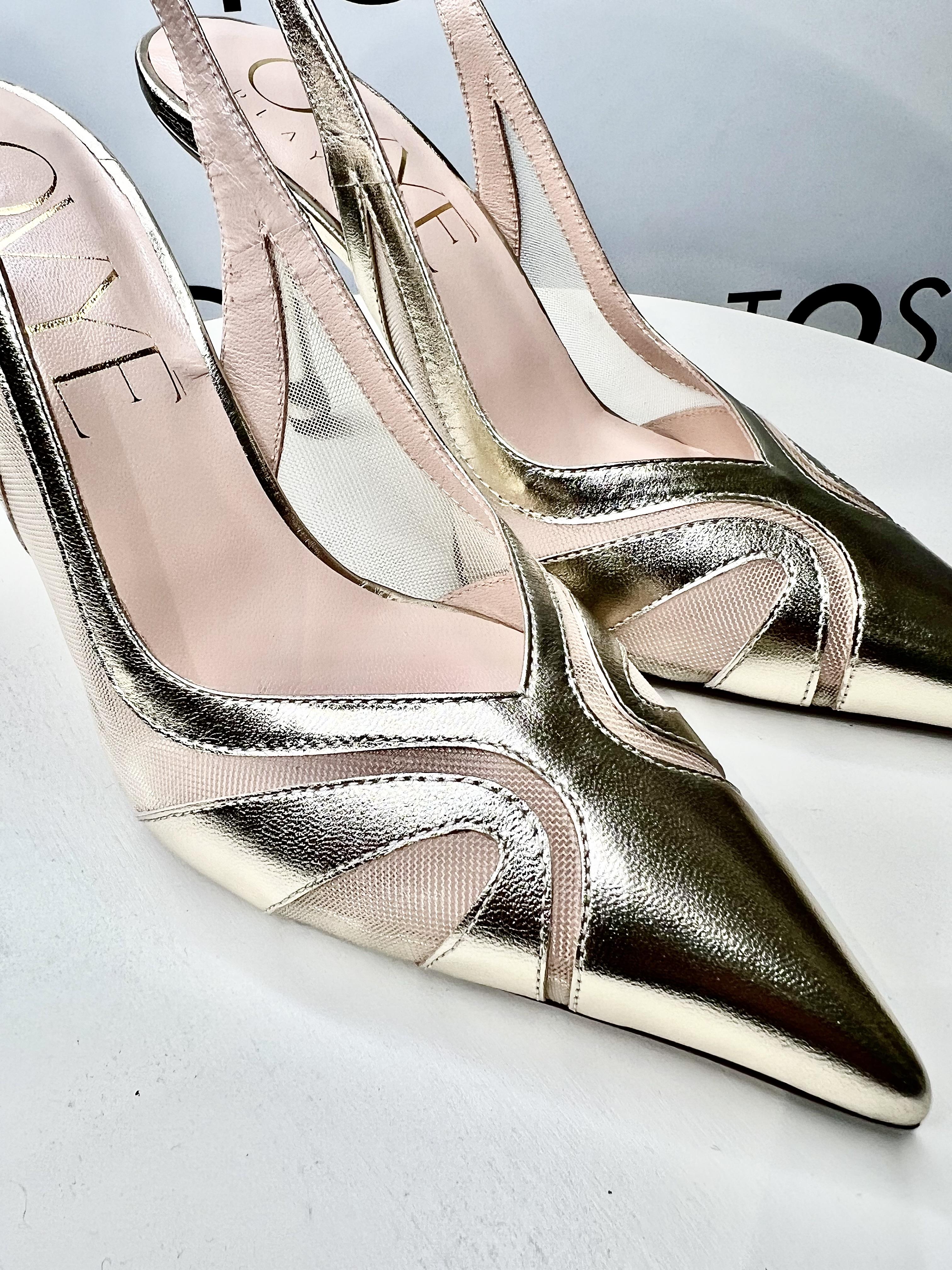 slingback in laminato e rete EG2009ORO OVYÈ